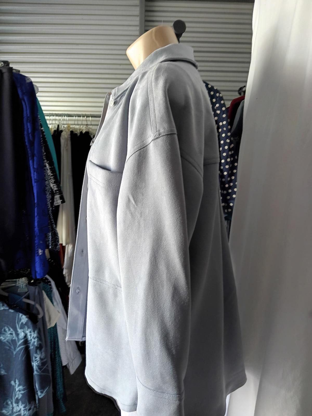 Designer TRUTH Faux Leather Jacket - Stylish Grey Outerwear Size S / US 4 / IT 40 - 2 Thumbnail