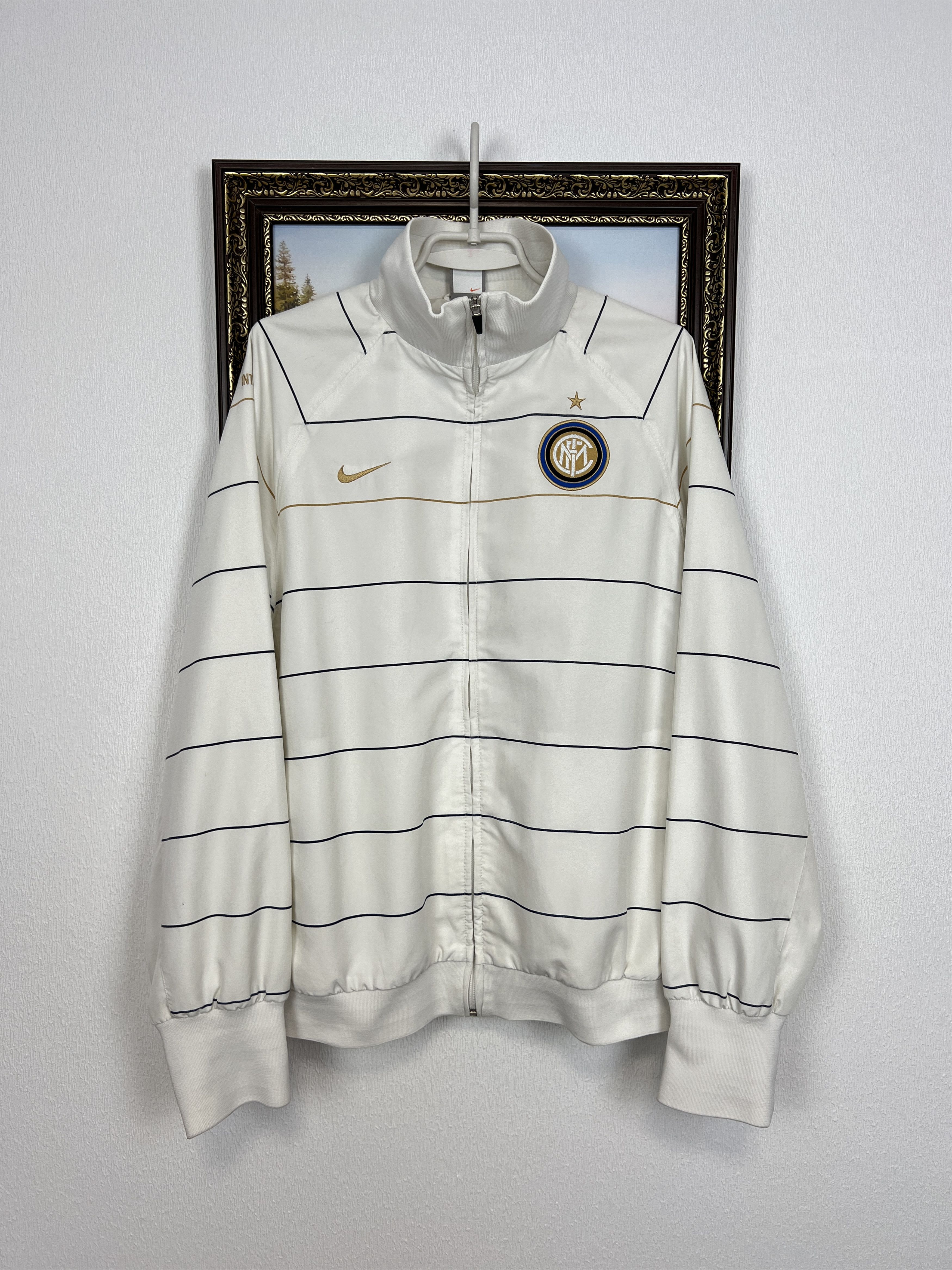 Vintage Nike Inter Milan Football Jacket Soccer White Zip