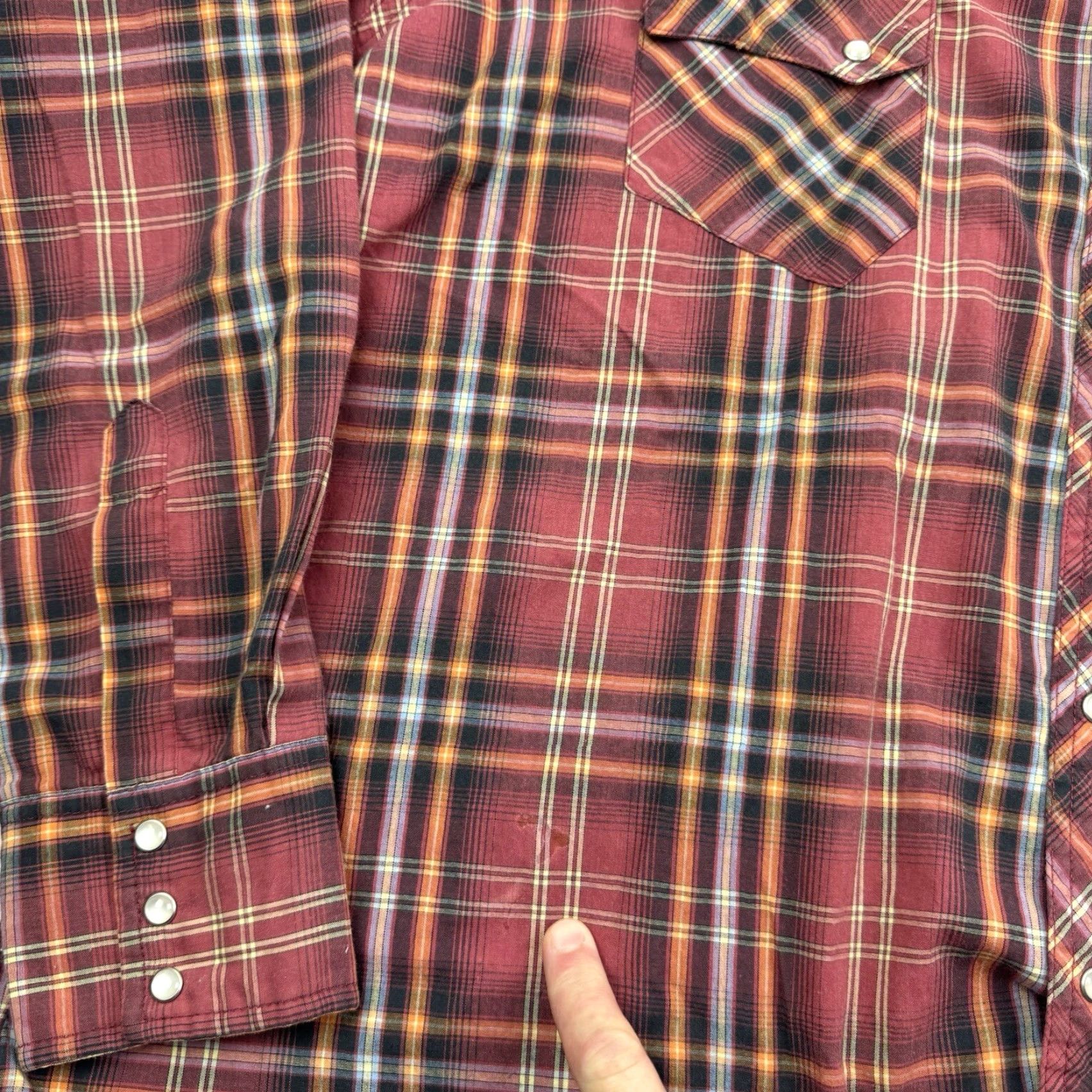Wrangler VINTAGE Wrangler Wrancher Pearl Snap Shirt Adult 2XL Red Plaid Western Cowboy Mens Size US XXL / EU 58 / 5 - 4 Thumbnail