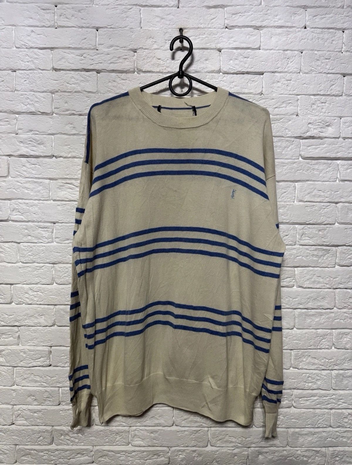 Yves Saint Laurent Vintage Yves Saint Laurent Striped Knit Sweater YSL Sz XL Size US XL / EU 56 / 4 - 1 Thumbnail