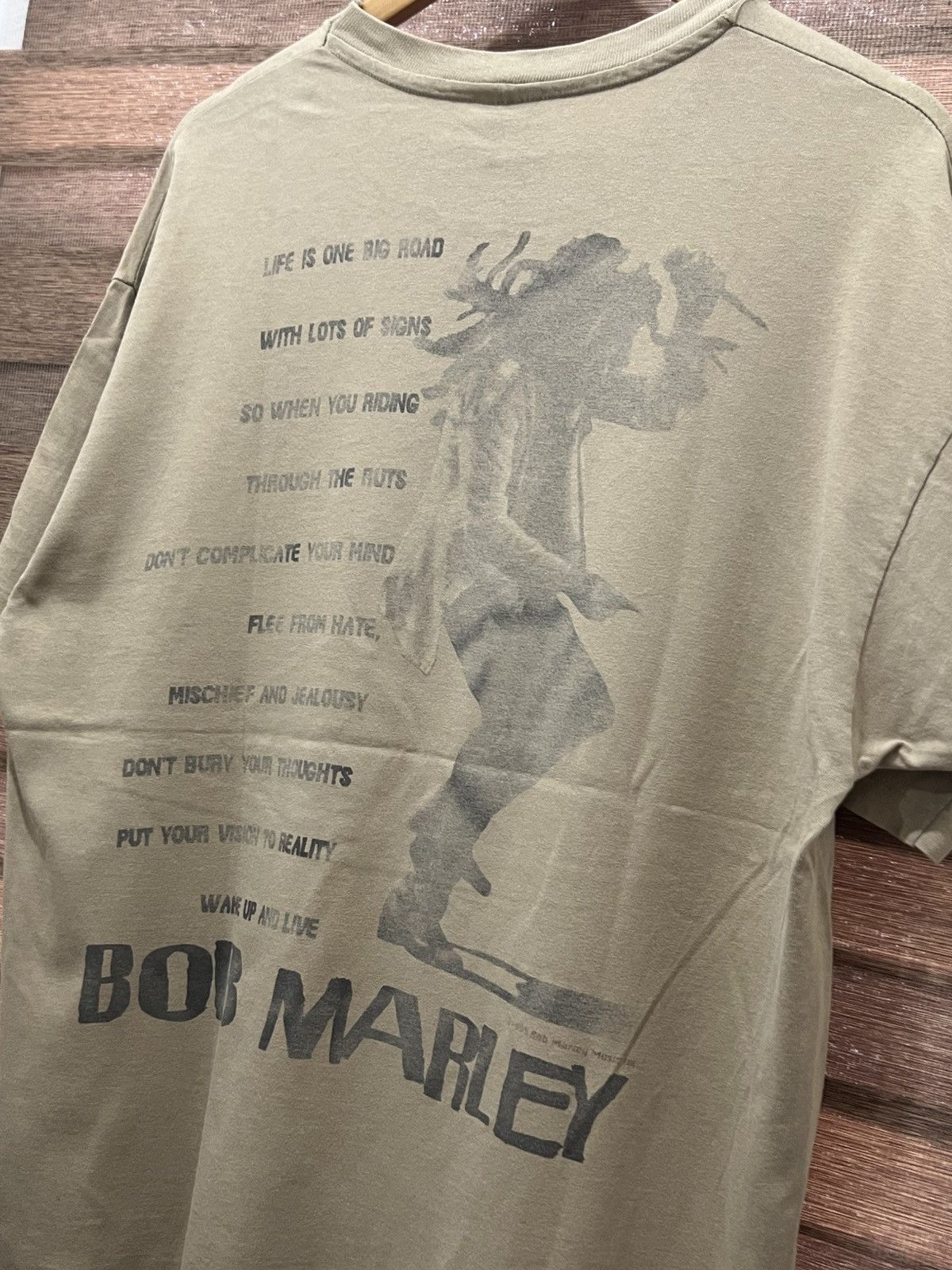 Bob Marley × Rap Tees × Vintage Vintage 90s Bob Marley Wake Up & Live Rasta Rap Tee Size US XL / EU 56 / 4 - 9 Thumbnail