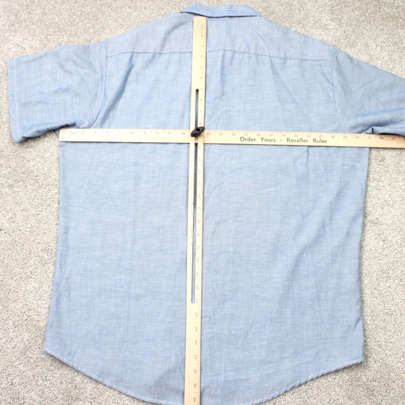 Sears VTG Sears Dress Shirt Mens Large 16-16 1/2 Blue Perma Prest Poly/Cotton S/S Shirt Mens L Blue 50 in Chest 16-16 1/2 Size 42R - 6 Thumbnail