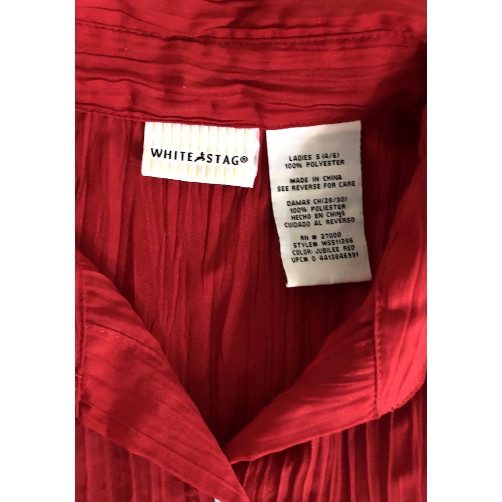 Vintage White Stag Shirt Womens S Red ButtonUp Collar Sleeveless Crepe Top Classic Office Capsule Size S / US 4 / IT 40 - 4 Thumbnail