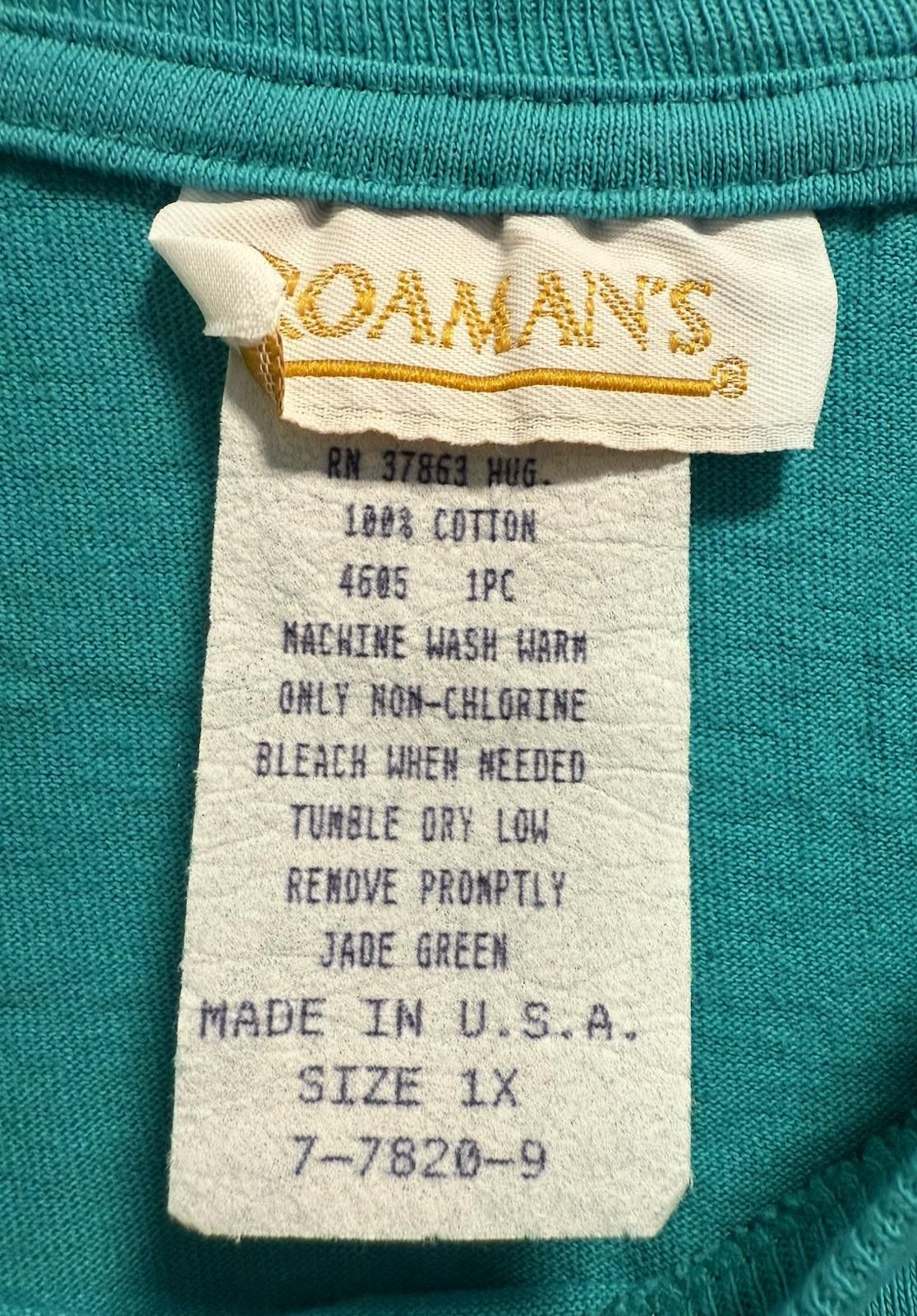 Designer Roaman’s Jade Green Tee 1X Cotton USA Made Size US M / EU 48-50 / 2 - 4 Thumbnail