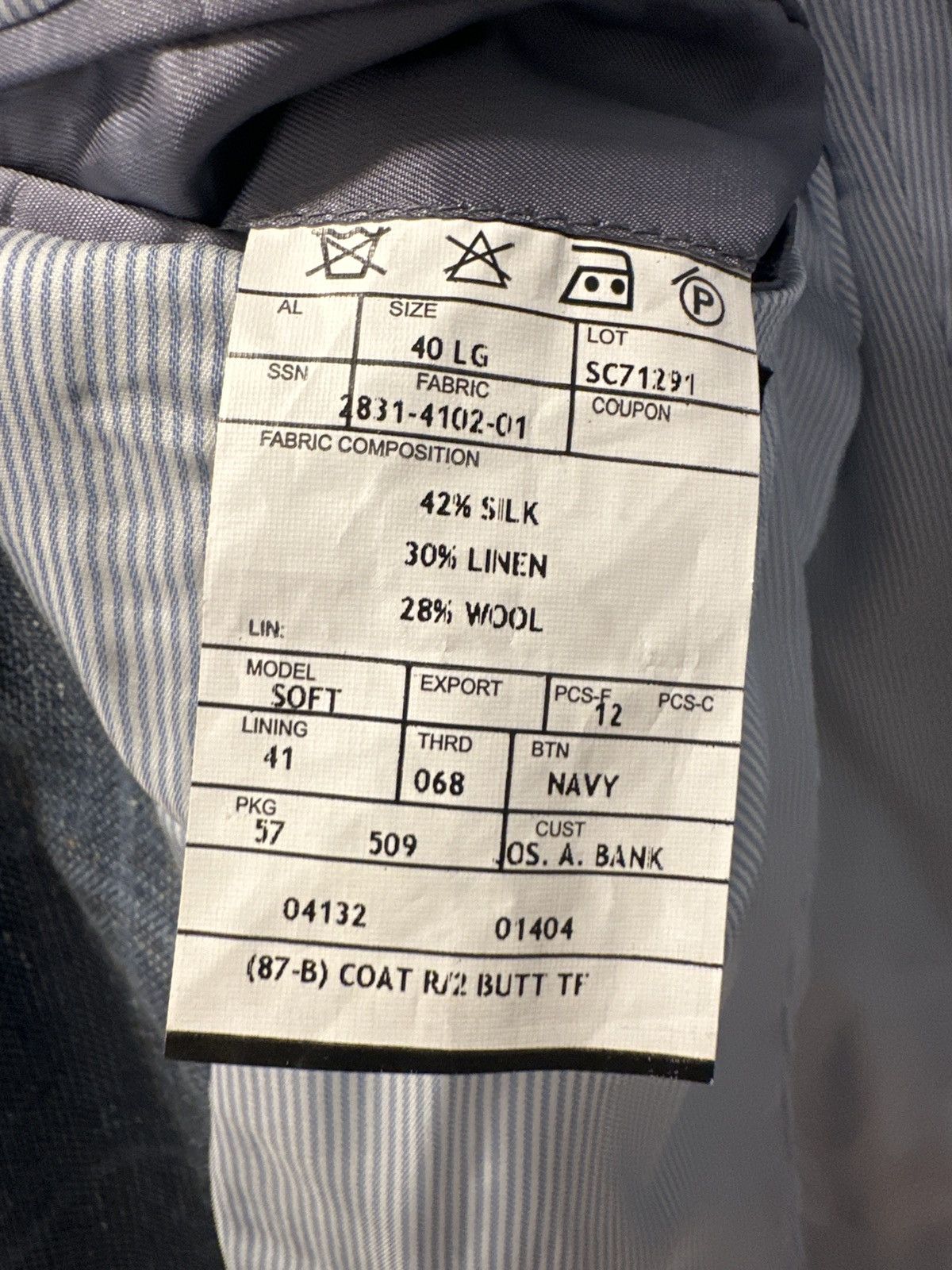 Jos. A. Bank Jos. A. Bank. Blue Windowpane Blazer Size 40L - 3 Thumbnail
