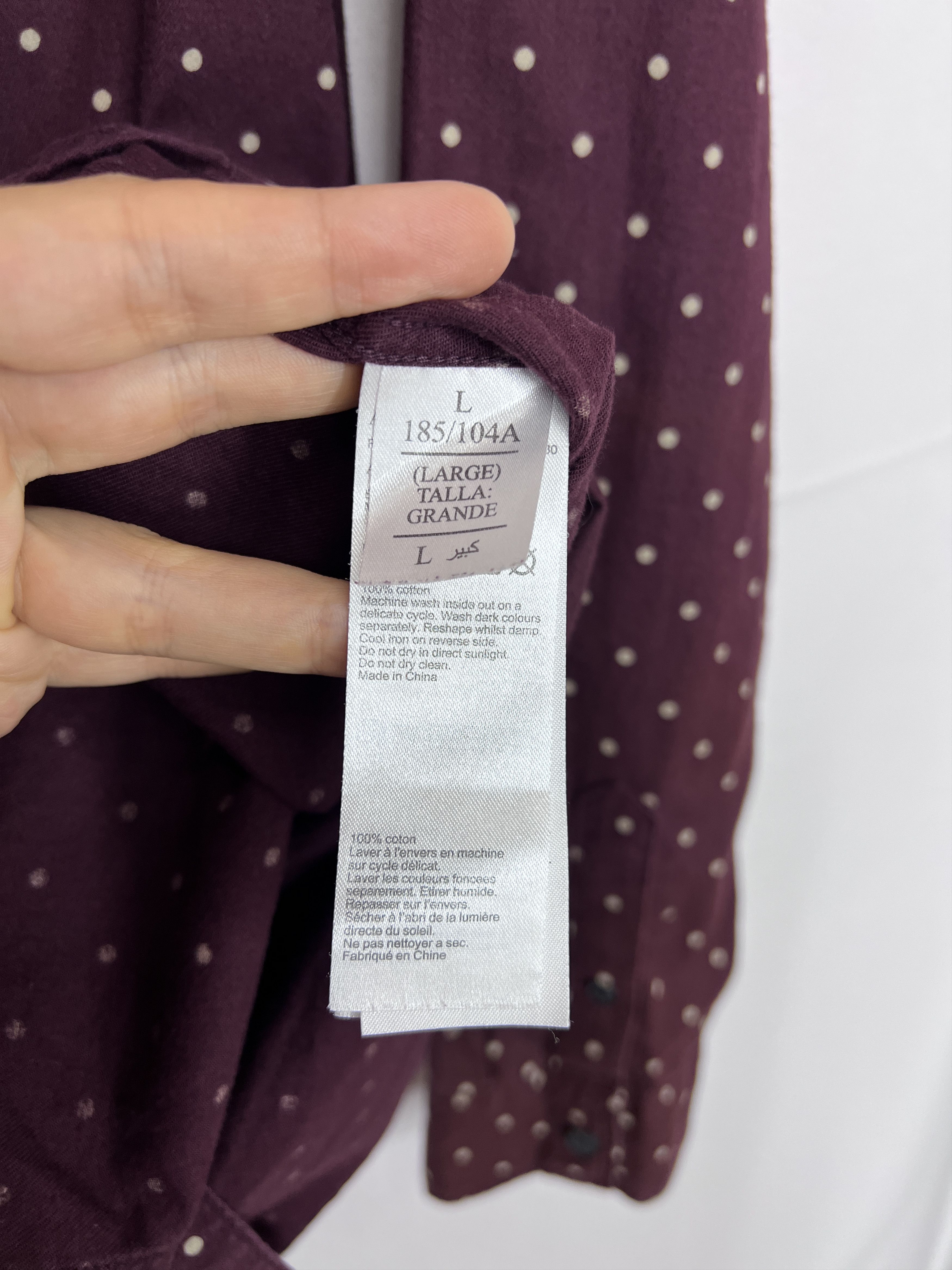 Allsaints Allsaints Bethel Shirt LS Burgundy & White Polka Dot Size US M / EU 48-50 / 2 - 14 Thumbnail