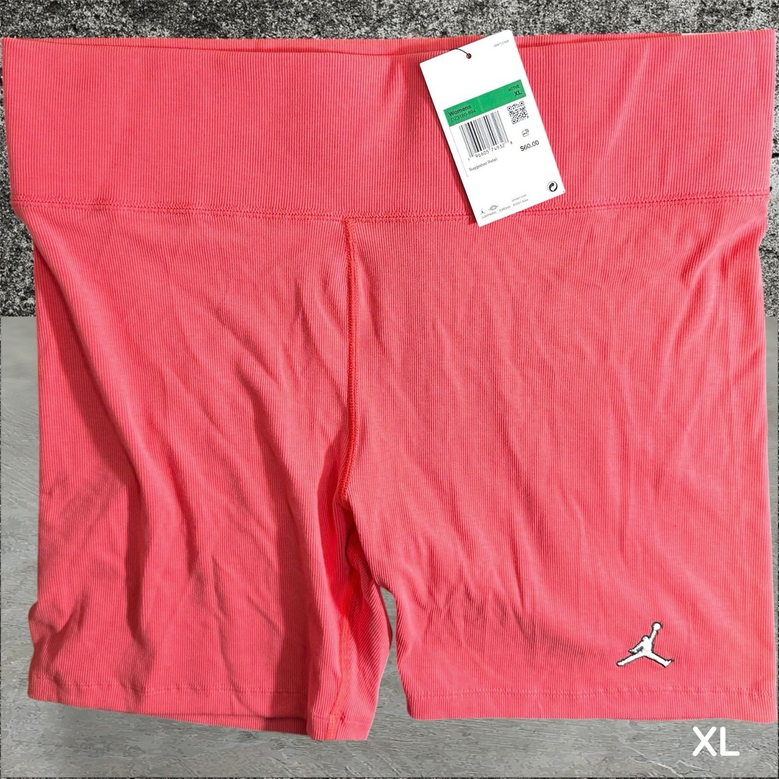 Jordan Brand •NWT• Air Jordan Womens Ribbed Pink (coral) Bike Shorts • XL Size 34" / US 12 / IT 48 - 1 Thumbnail