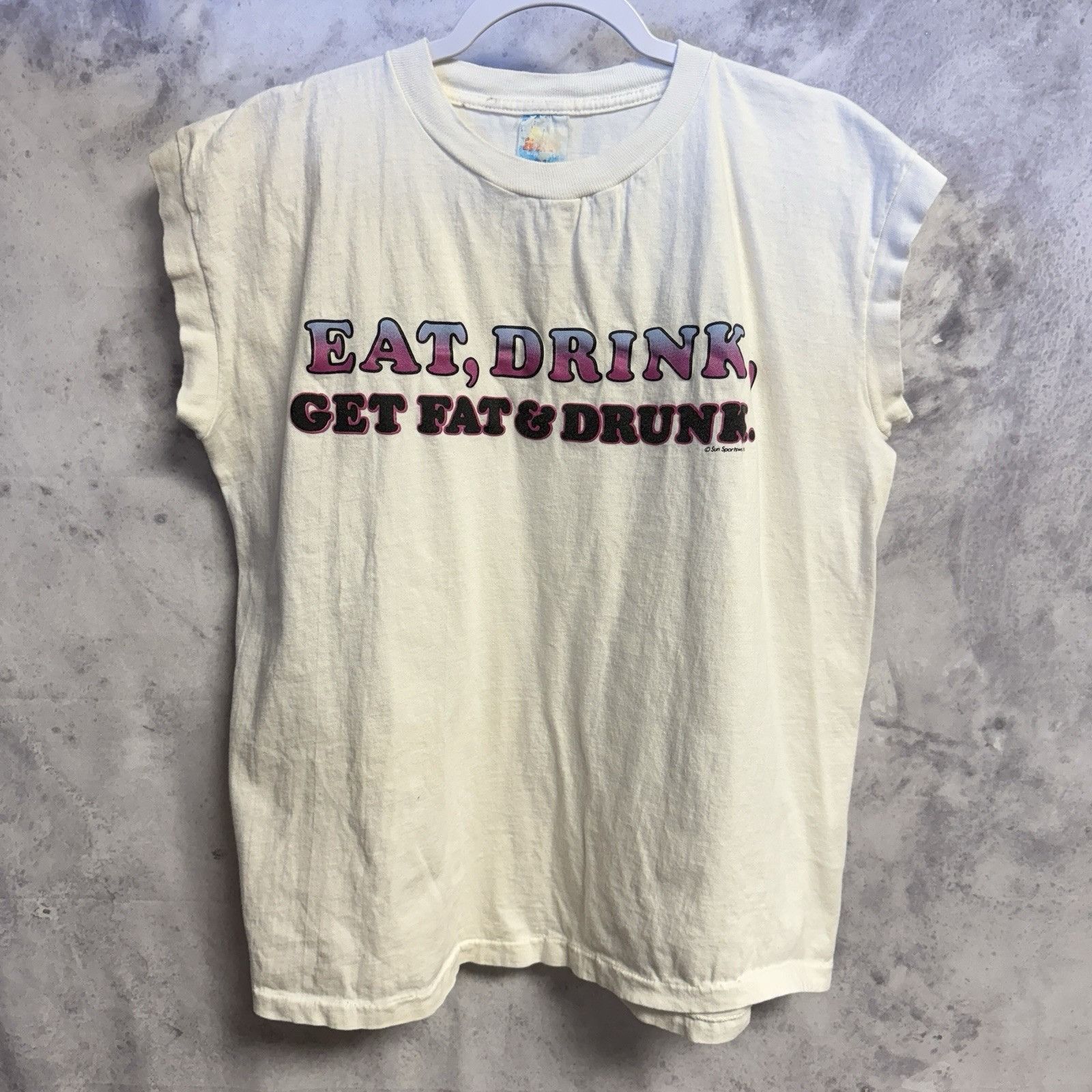 Vintage Vintage 90s Funny Party T Shirt XL 21x25 Eat Drink Get Far & Size US XL / EU 56 / 4 - 2 Thumbnail