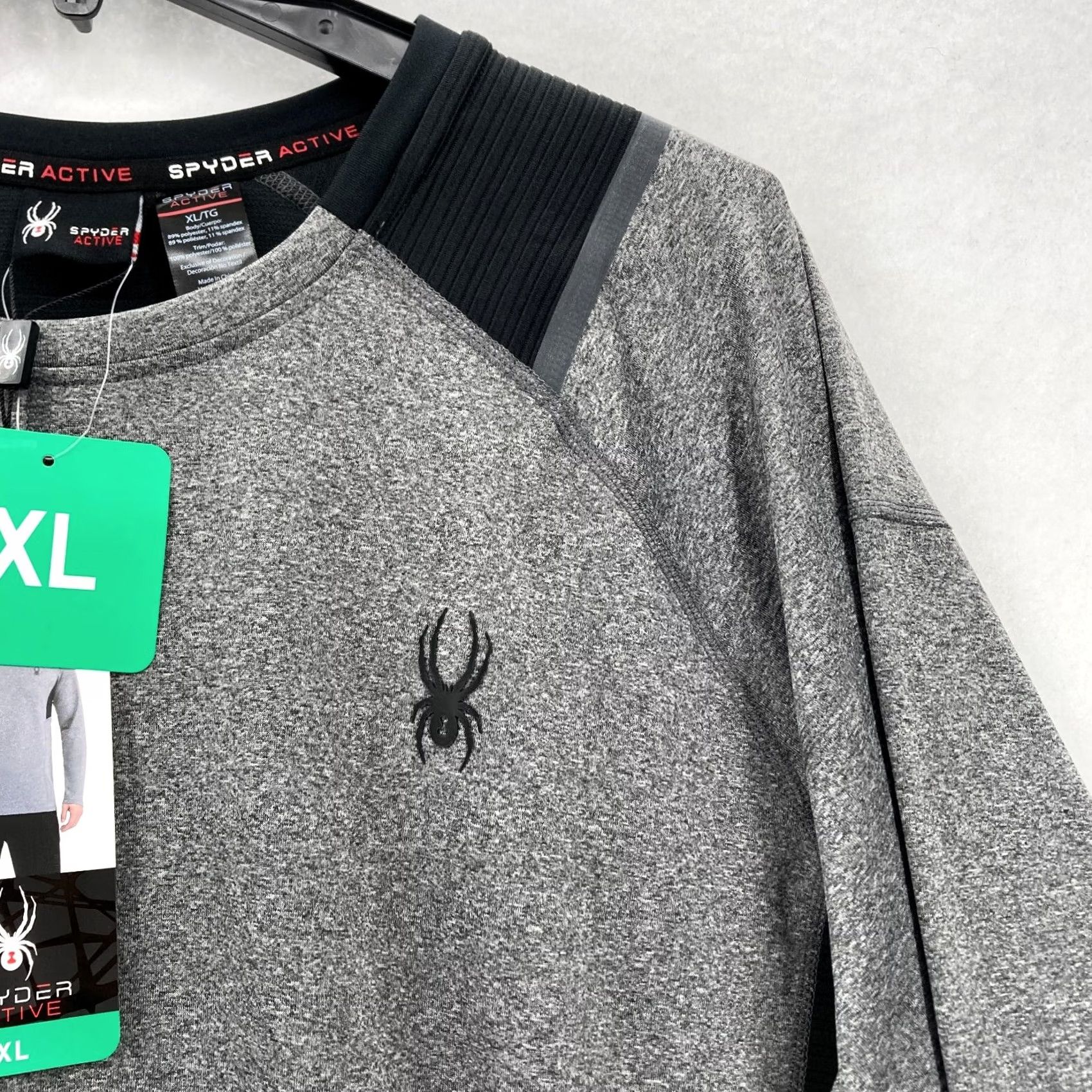 Spyder Spyder Active Proweb Long Sleeve Shirt Mens XL Gray Wicking Stretch Crew Neck Size US XL / EU 56 / 4 - 3 Thumbnail