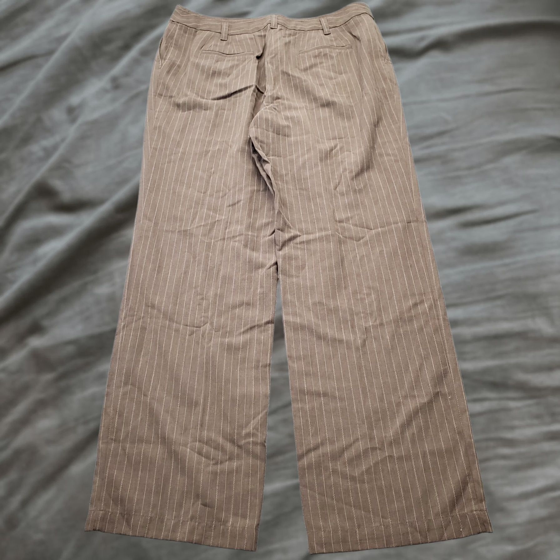 J. Jill J. Jill Dress Pants Womens Size 14 Brown Pinstripe Low Waist Stretch Relaxed Fit Pants Size 36" / US 14 / IT 50 - 1 Thumbnail