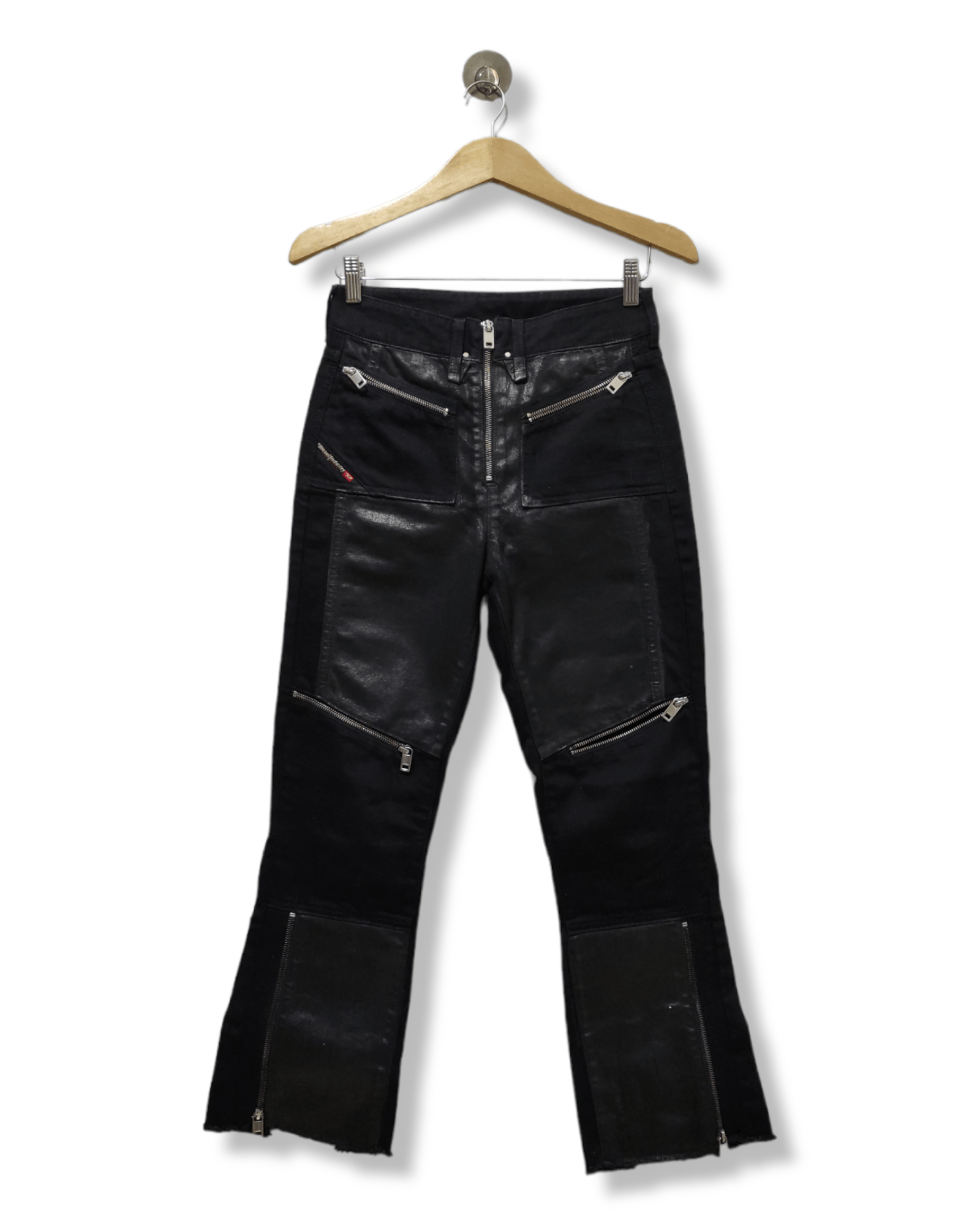 Diesel × Diesel Black Gold Diesel Wax Black Gold Zippered Biker Trouser Pants Size US 29 - 1 Thumbnail