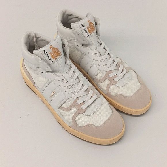 Lanvin Lanvin Curb Tennis Leather & Mesh Hi Top Sneakers -EU45 Size US 12 / EU 45 - 3 Thumbnail