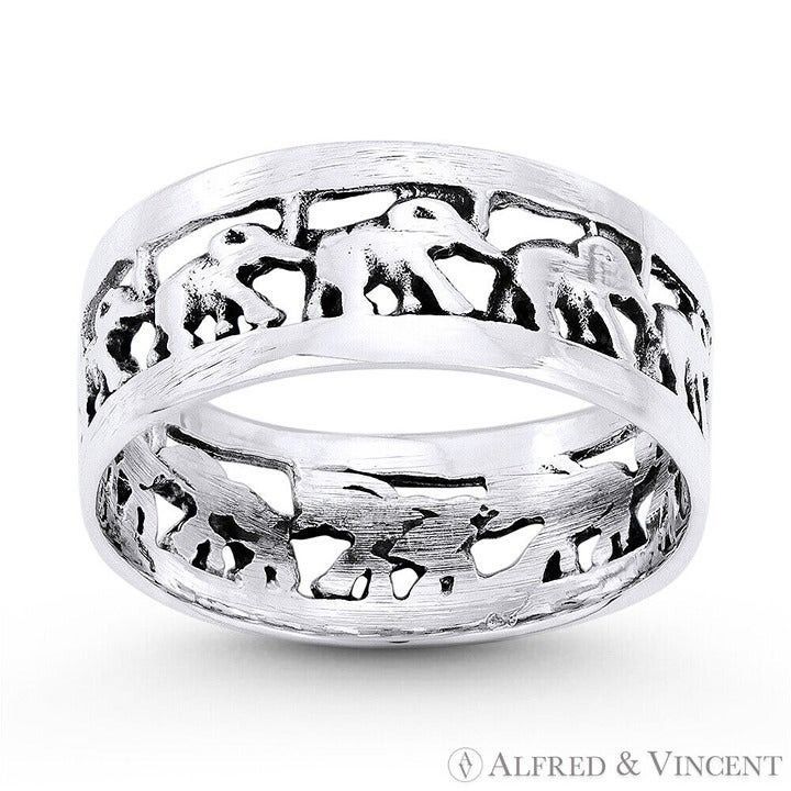 Other Elephant Herd Charm Eternity Band in .925 Sterling Silver Size ONE SIZE - 1 Preview