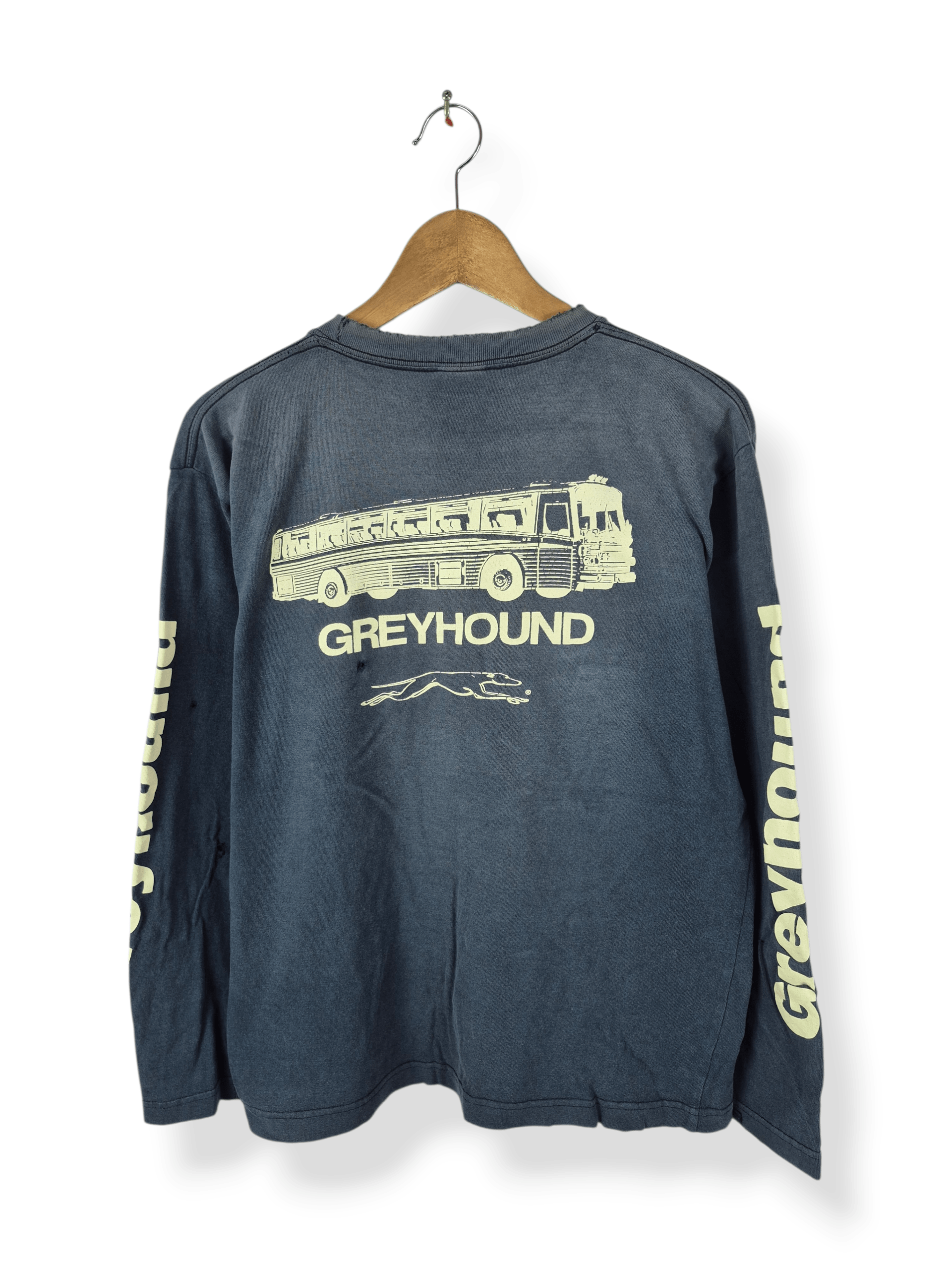 Vintage 🔥 Vintage Greyhound Longsleeves Distressed Tee Size US M / EU 48-50 / 2 - 2 Thumbnail