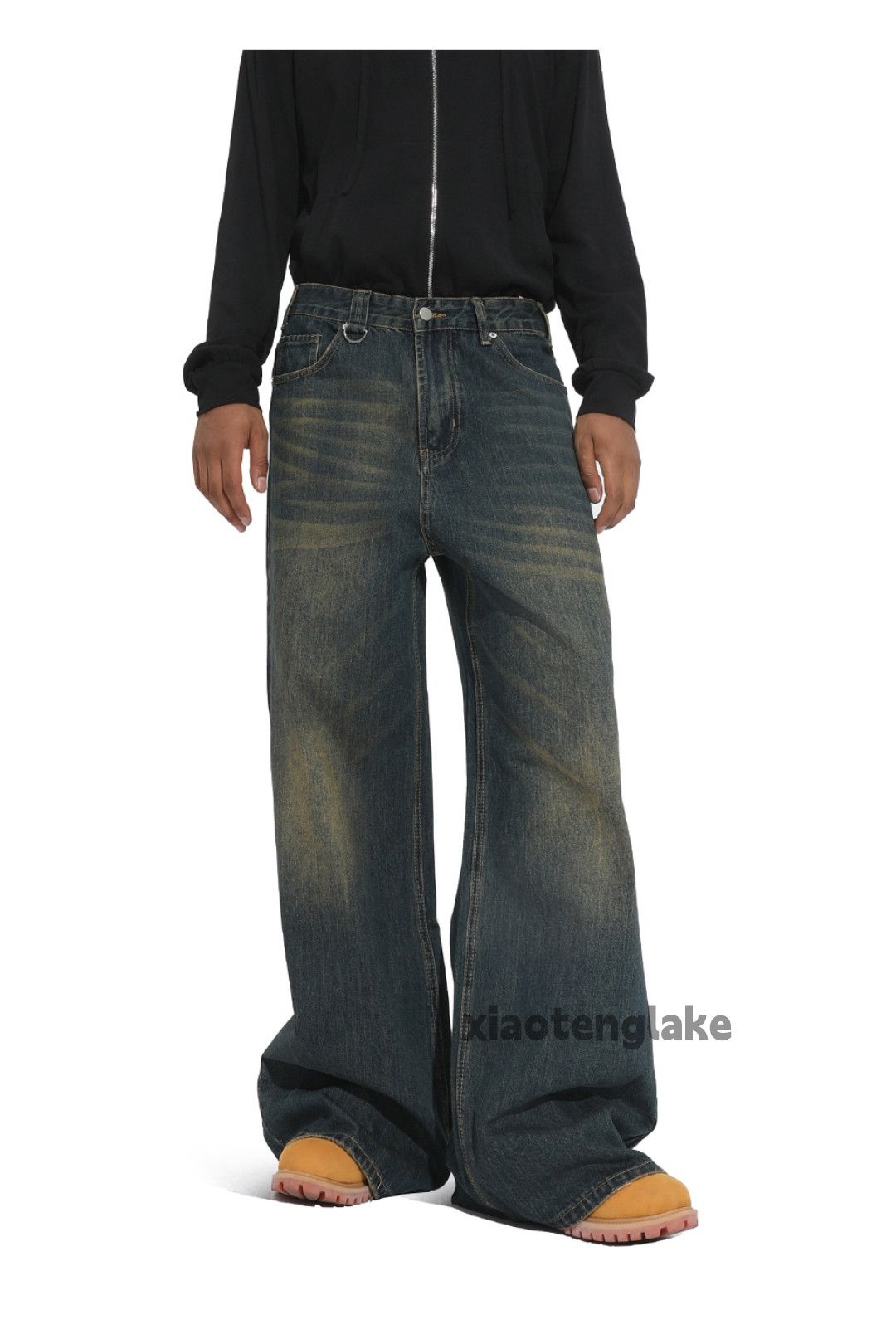 Jean xz vintage washed faded wide w baggy flared jeans Size US 32 / EU 48 - 3 Thumbnail