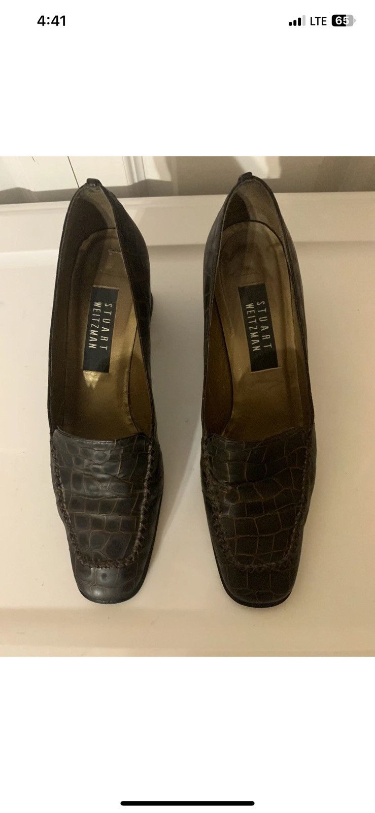 Stuart Weitzman Stuart weitzman womens sz 8.5AA croc print chocolate heels Size US 8.5 / IT 38.5 - 6 Thumbnail