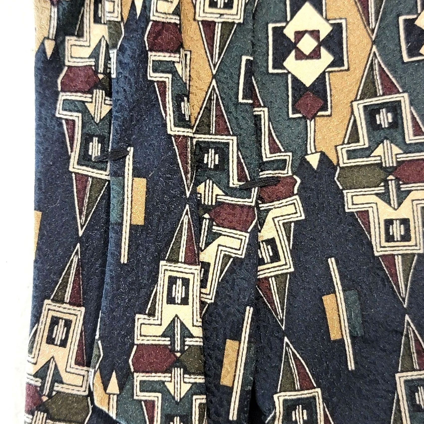 Vintage VINTAGE Arnold Palmer Silk Geometric Mens Necktie Tie 62 Inches Aztec Western Theme Blue Geometric Mens Tie Size ONE SIZE - 5 Thumbnail