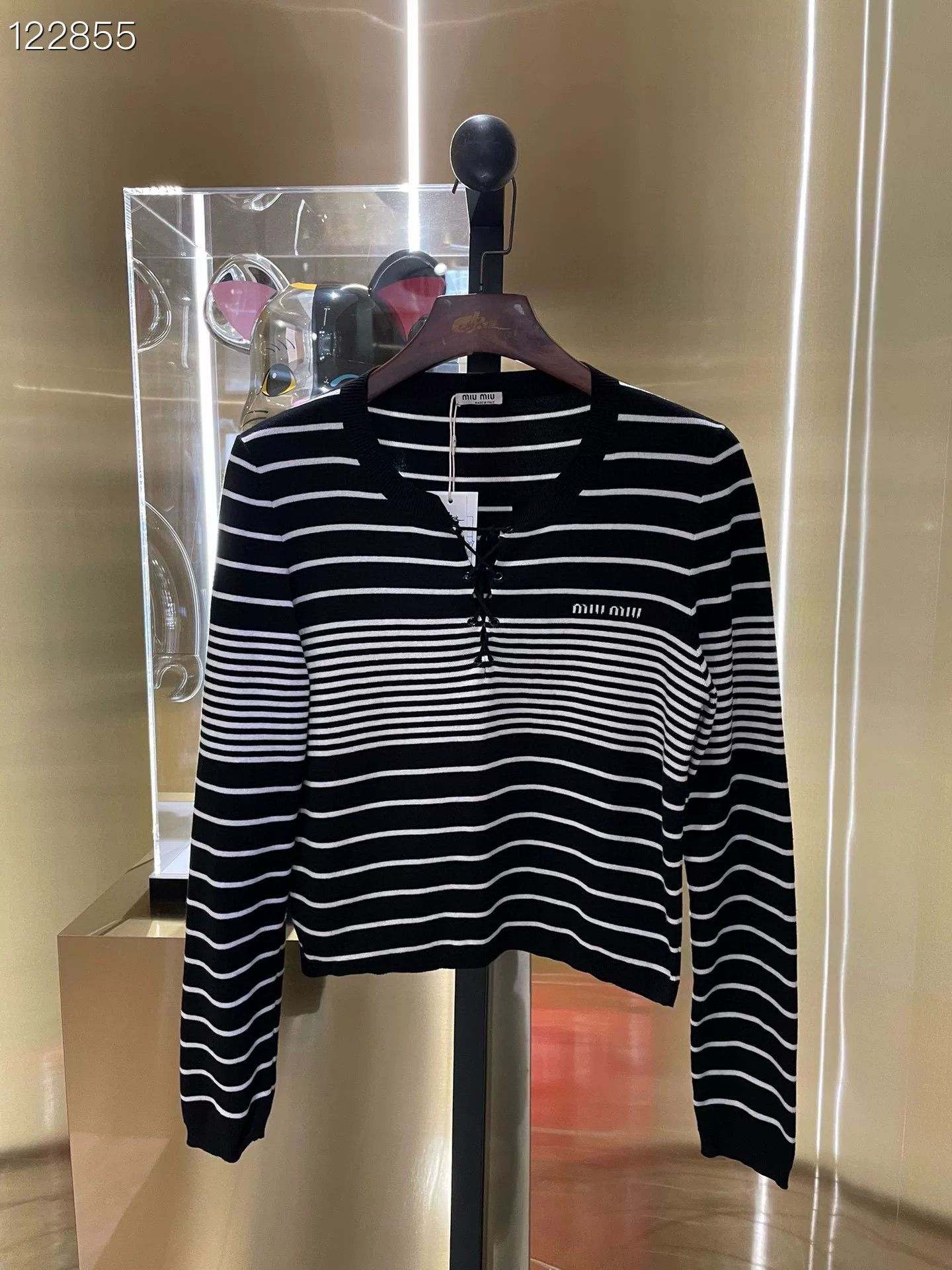 Miu Miu Miumiu Black White Striped Knit Top Size M / US 6-8 / IT 42-44 - 1 Thumbnail