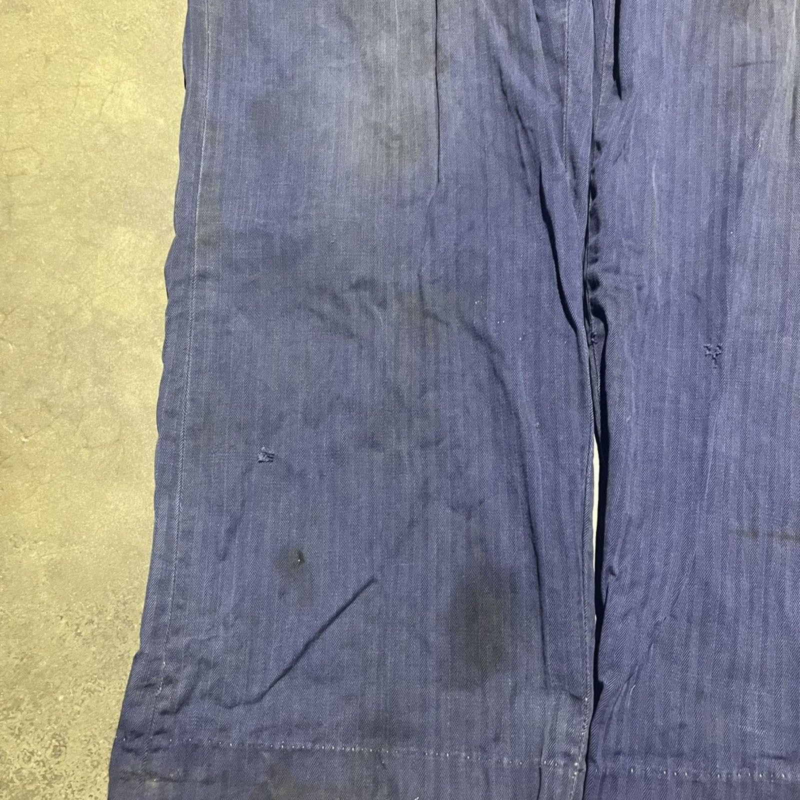Vintage 40s Hart Blue HBT Striped Workwear Pants 36x32