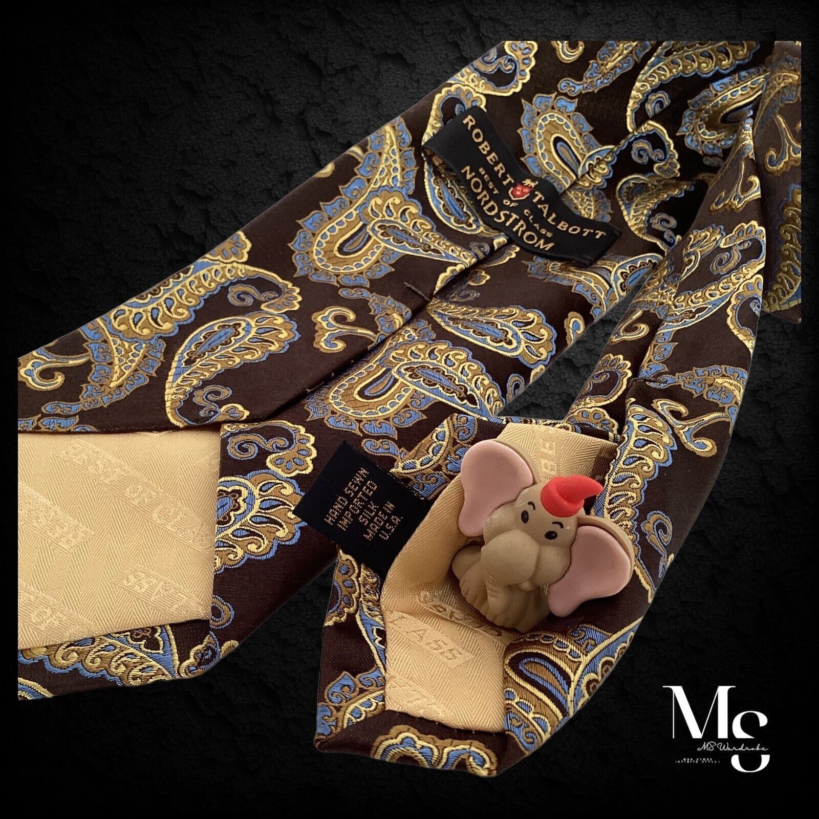 Robert Talbott ROBERT TALBOTT Brown Paisley Silk Tie Hand Swin In USA W: 3. Size ONE SIZE - 4 Thumbnail