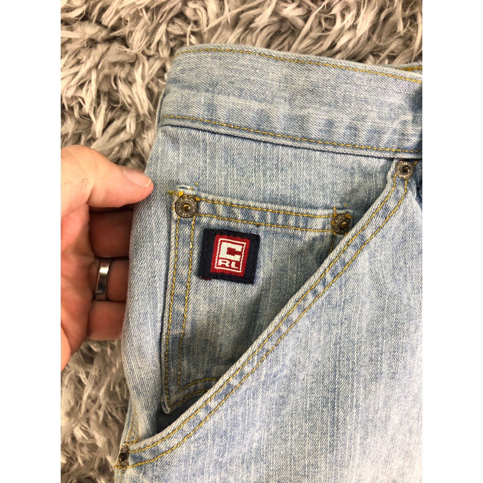 Chaps Chaps Mens 36 Mid Rise Bermuda Denim Shorts Jeans Carpenter Blue Wash 5-Pocket Regular Fit Casual Mens Size US 36 / EU 52 - 4 Thumbnail