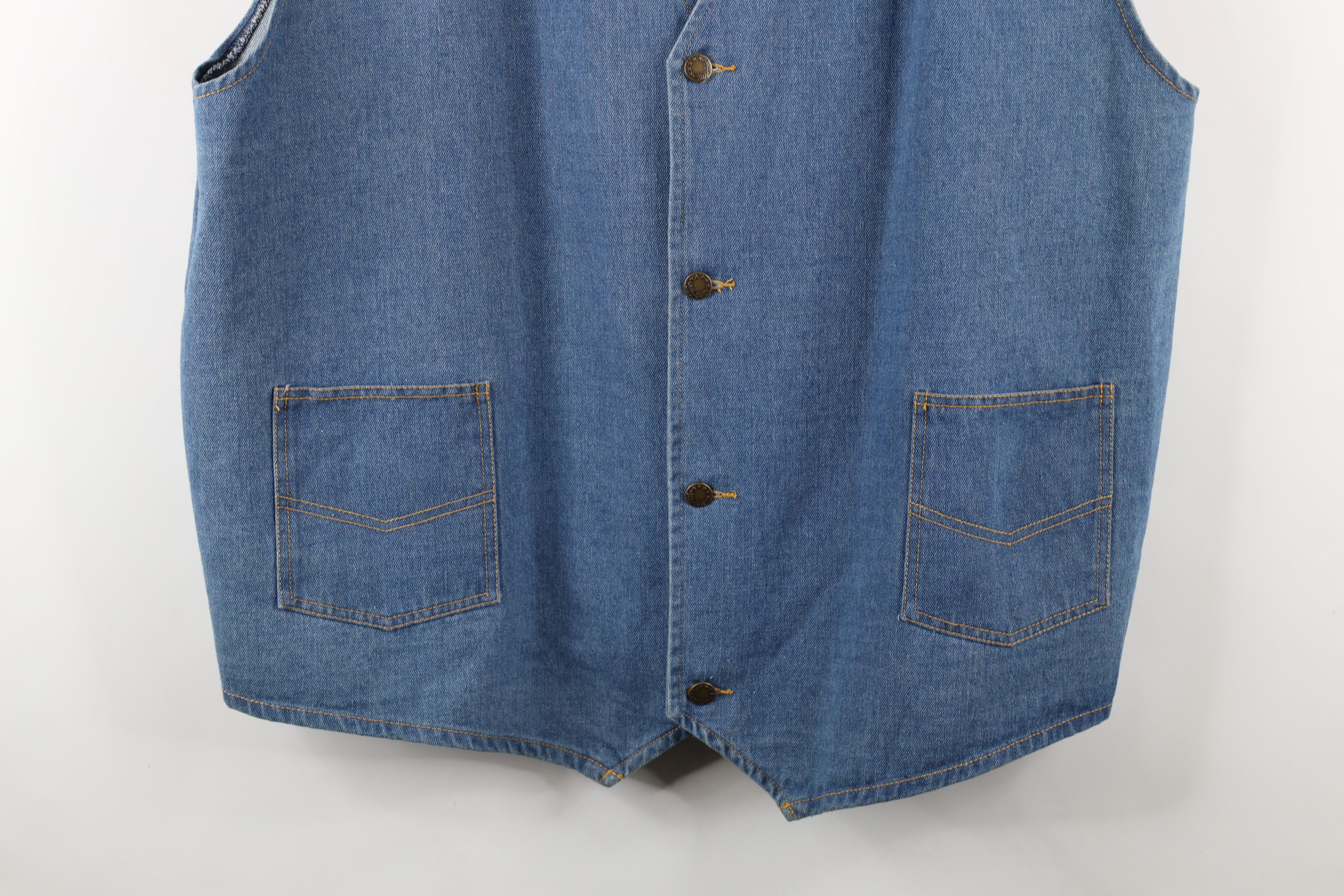 Vintage Vintage 90s Streetwear Denim Jean Vest Jacket Blue Cotton Size US XXL / EU 58 / 5 - 3 Thumbnail