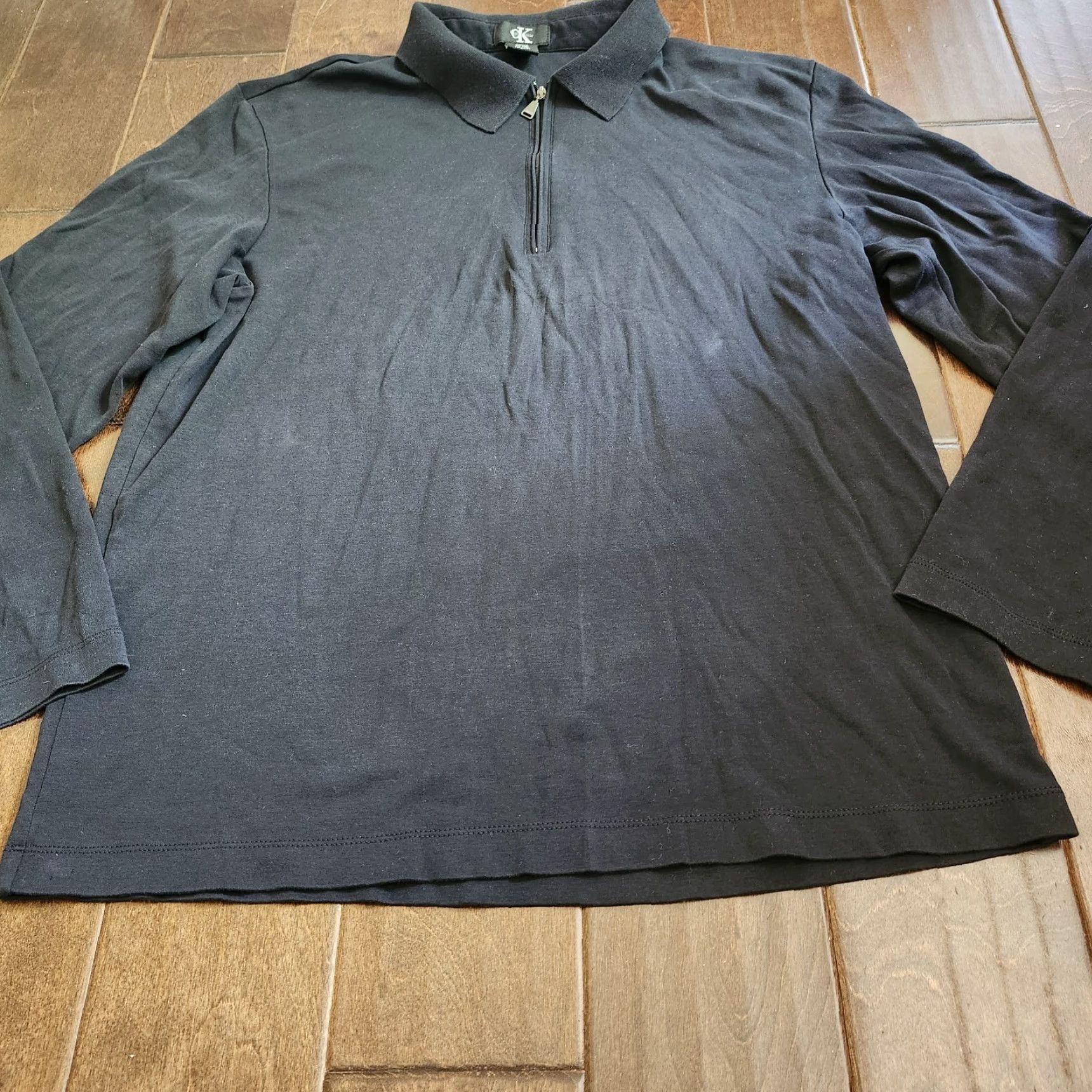 Calvin Klein Calvin Klein Men's Polo Shirt Long Sleeve 1/4 Zip Black Size L - Regular Fit, Cotton, 100% (Minor Stains) Size US L / EU 52-54 / 3 - 7 Thumbnail