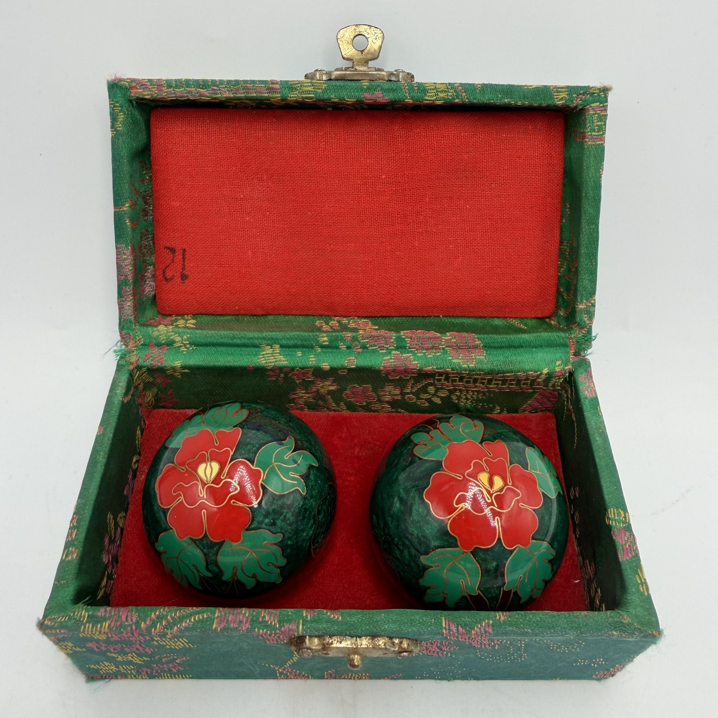Vintage Vintage Chinese Baoding Balls Butterfly Flower Enamel Size ONE SIZE - 7 Thumbnail