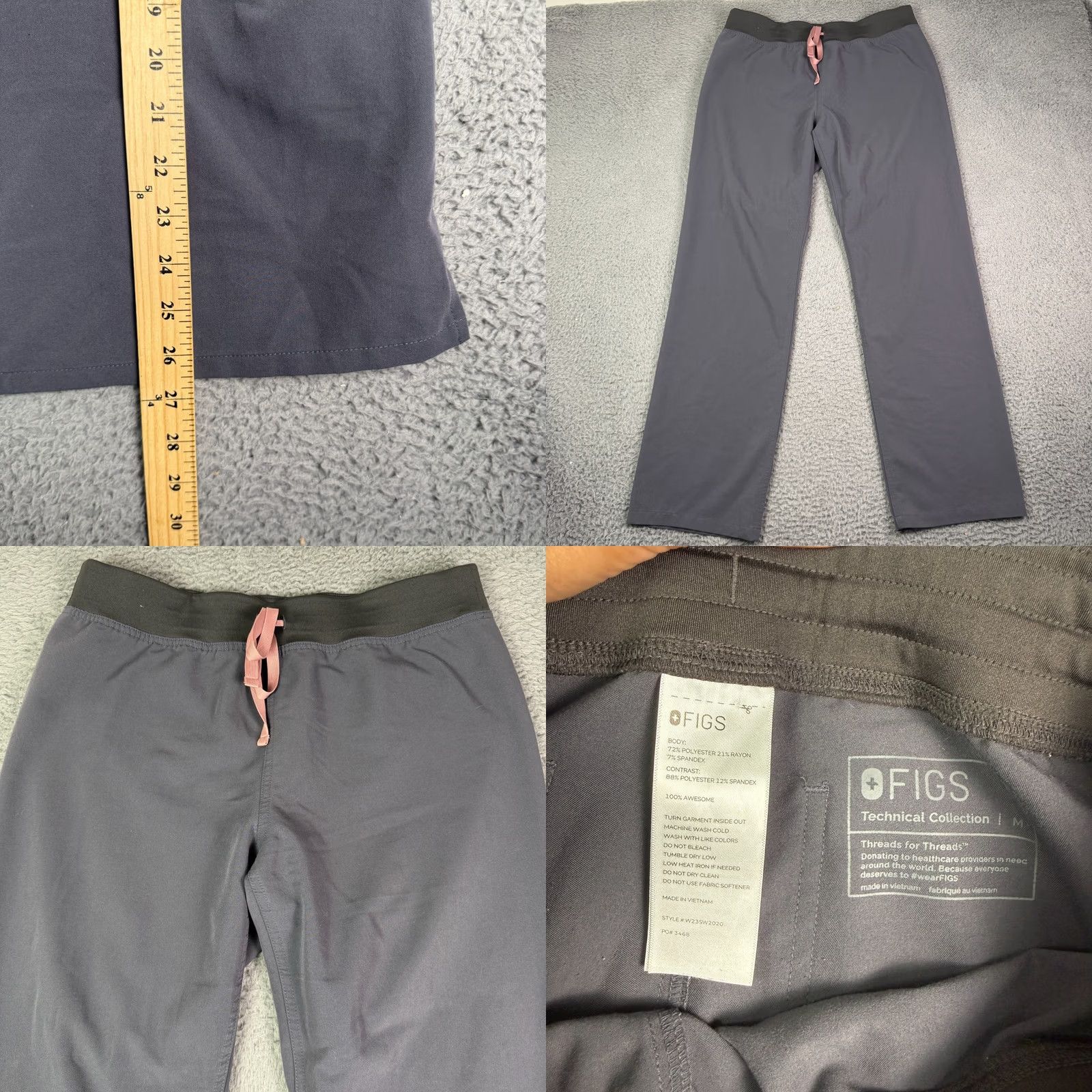 Vintage Figs Scrub Set Womens Medium - Catarina Top - Livingston Pants - Dark Gray Size M / US 6-8 / IT 42-44 - 8 Thumbnail