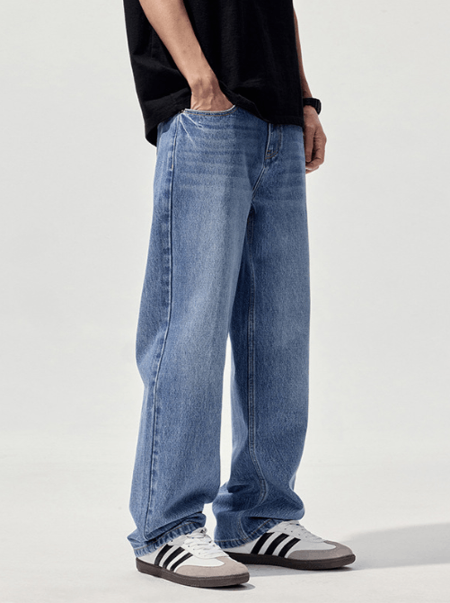 Japanese Brand × Jean Washed blue men's all-match loose straight jeans Size US 32 / EU 48 - 4 Thumbnail