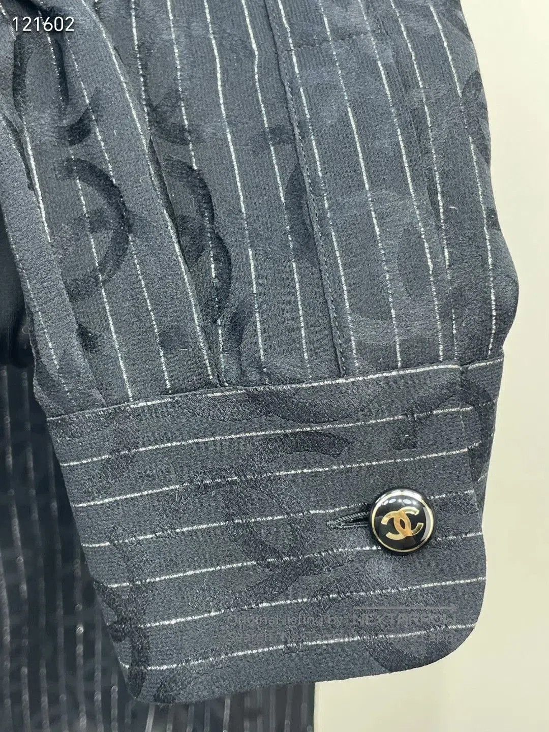 Chanel Chanel Black Striped Silk Shirt. Size XXS / US 00 / IT 34 - 3 Thumbnail
