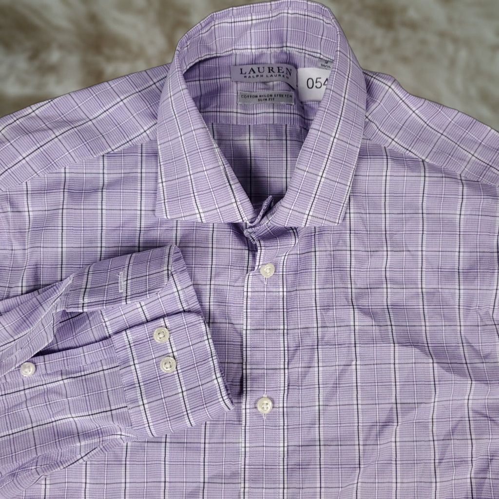 Ralph Lauren Ralph Lauren Button-Up Shirt Mens Large Purple Plaid Stretch Long Sleeve Classic Size US L / EU 52-54 / 3 - 1 Thumbnail