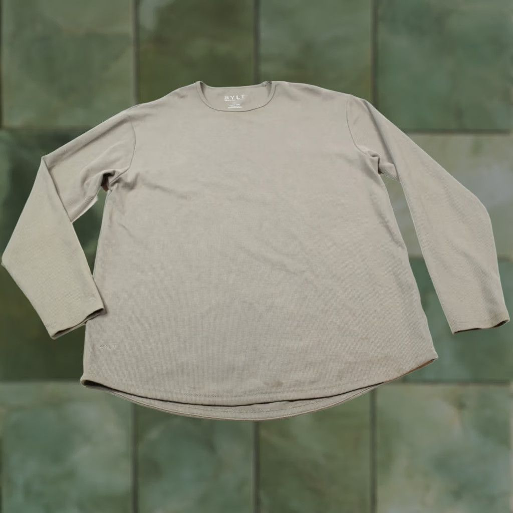 Olive BYLT Shirt Mens 2XL Olive Thermal Drop Cut Long Sleeve Pullover Athletic Fit Size US XXL / EU 58 / 5 - 1 Thumbnail