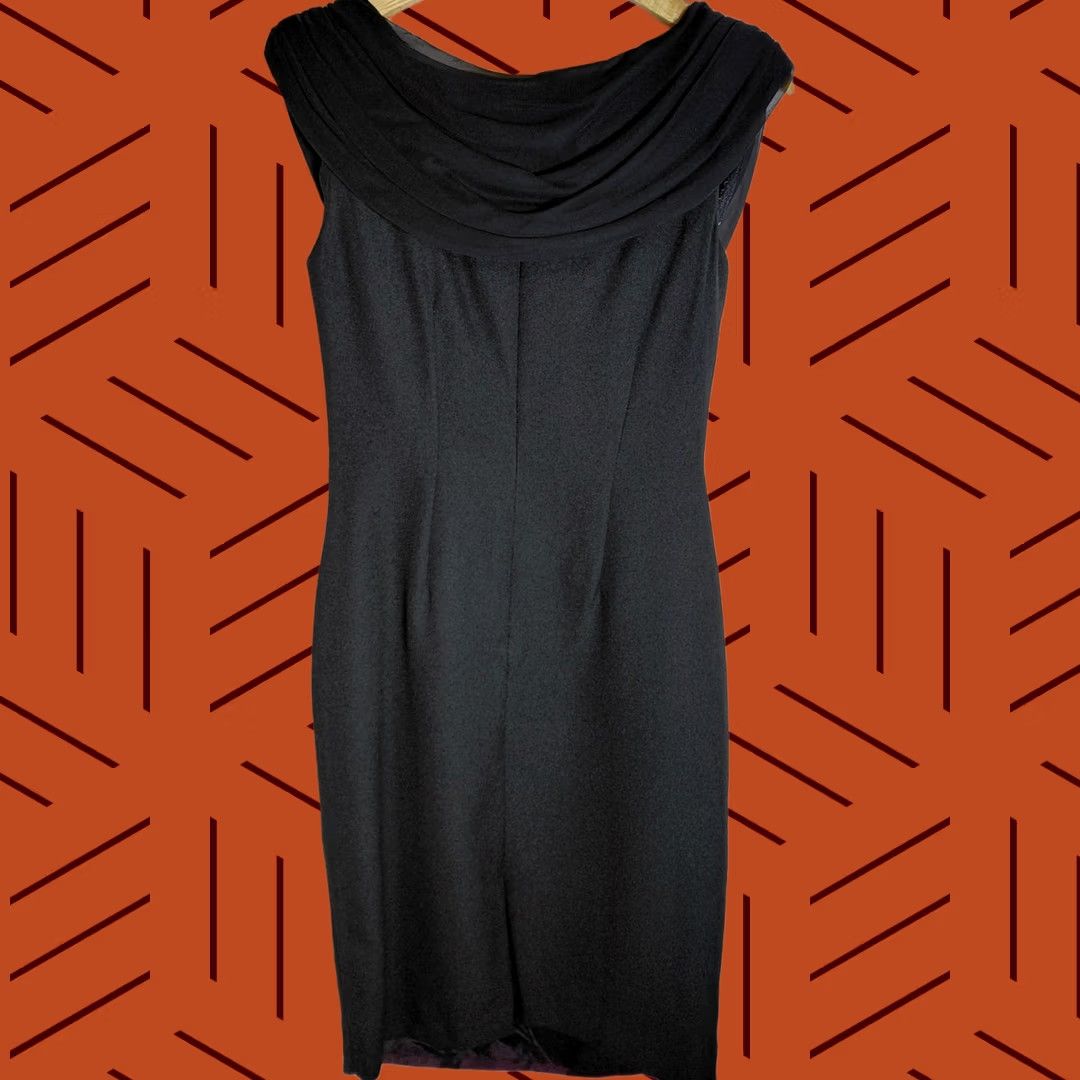Vintage HW Collections Black Dress Solid Sleeveless Knee Length Women Size 4 Size S / US 4 / IT 40 - 1 Thumbnail