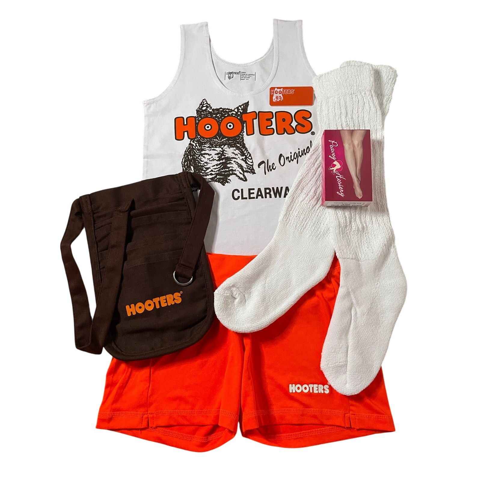 Other New Hooters Uniform Tank Shorts Pouch Tag Socks hose Small Size S / US 4 / IT 40 - 1 Thumbnail