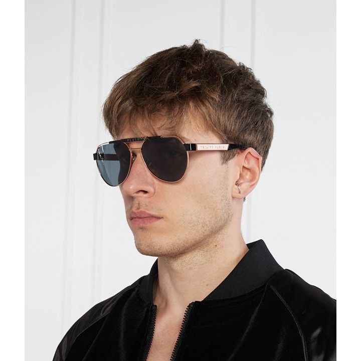 Philipp Plein Philipp Plein SPP073M 566G Sunglasses Grey Aviator Frame Size ONE SIZE - 2 Thumbnail