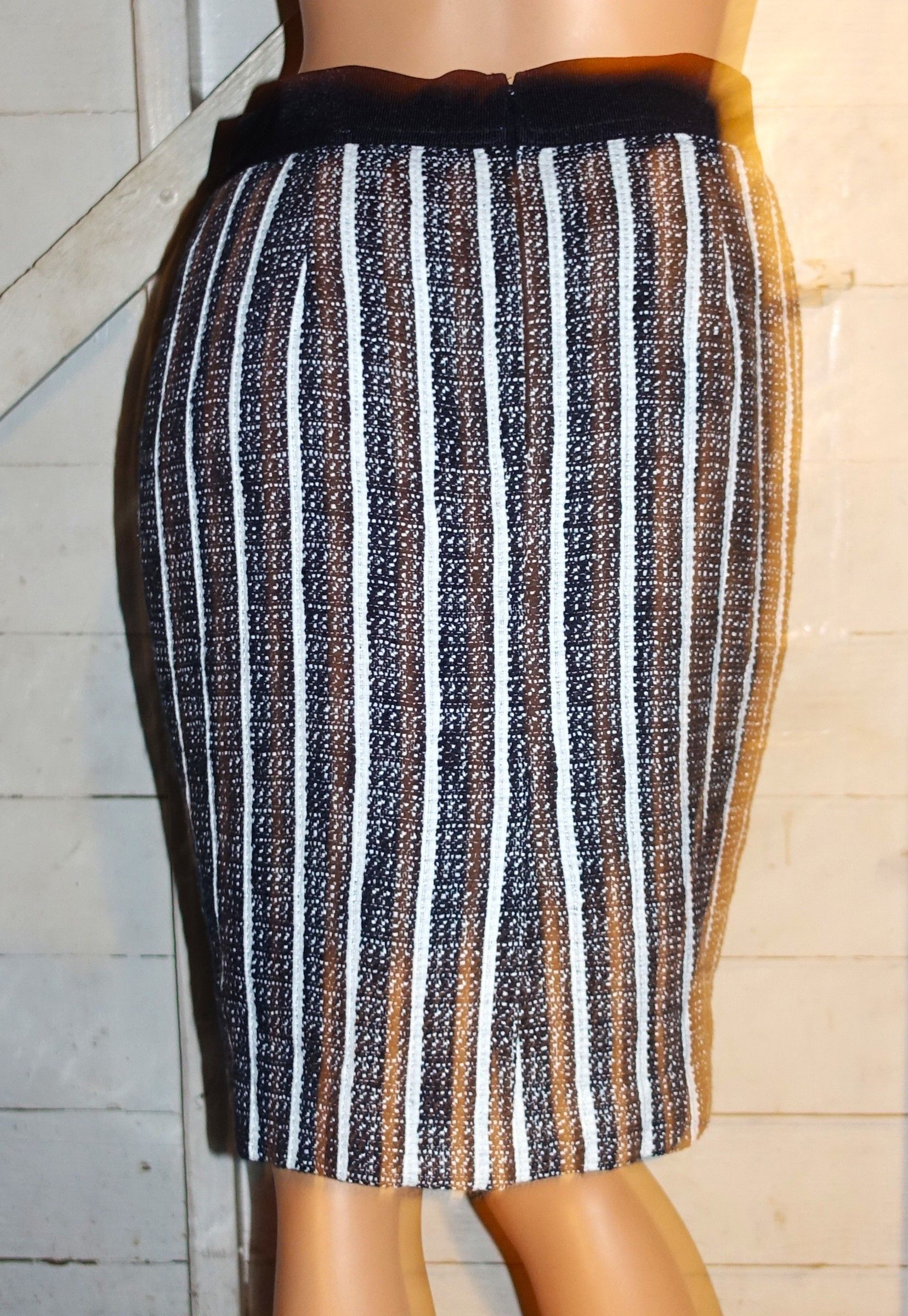 Ann Taylor Ann Taylor Black White Striped Skirt 6 NWT Size 26" / US 2 / IT 38 - 5 Thumbnail