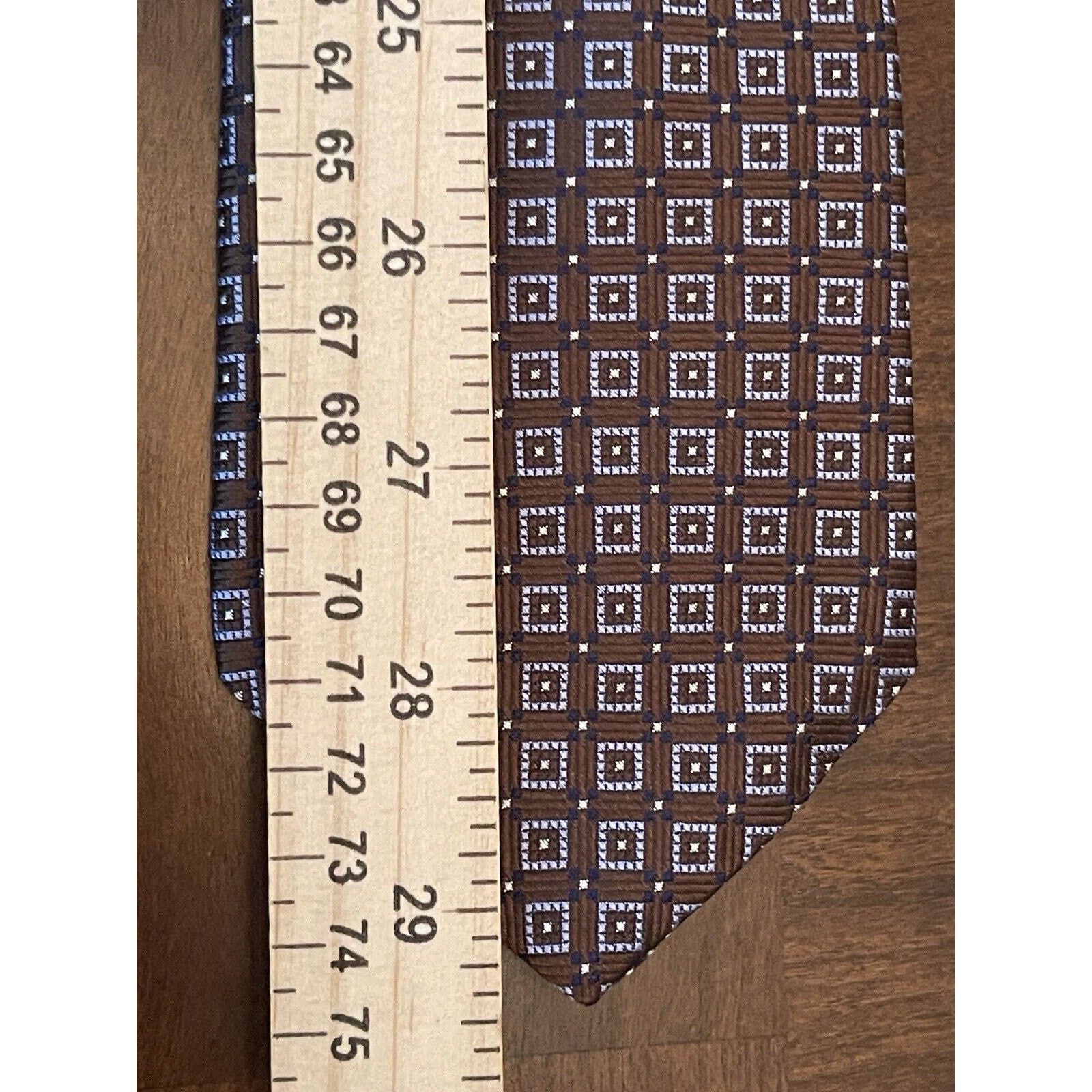 Other HSM Brown Blue 100% Imported Silk Men’s Neck Tie Made In Usa Size ONE SIZE - 5 Thumbnail