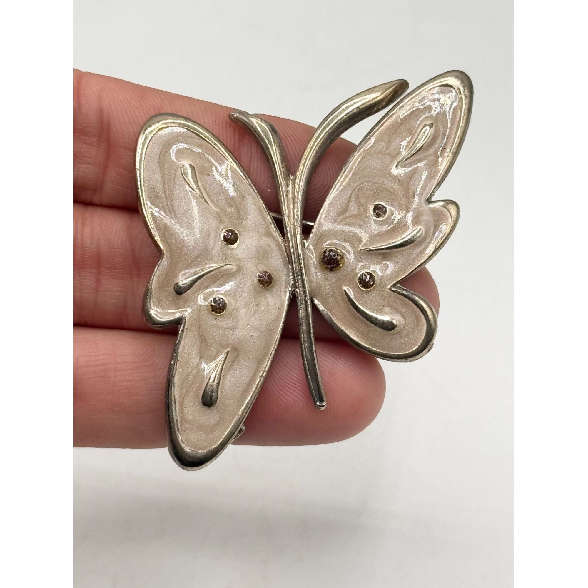 Vintage Brown enamel purple glitter butterfly brooch pin Size ONE SIZE - 3 Thumbnail