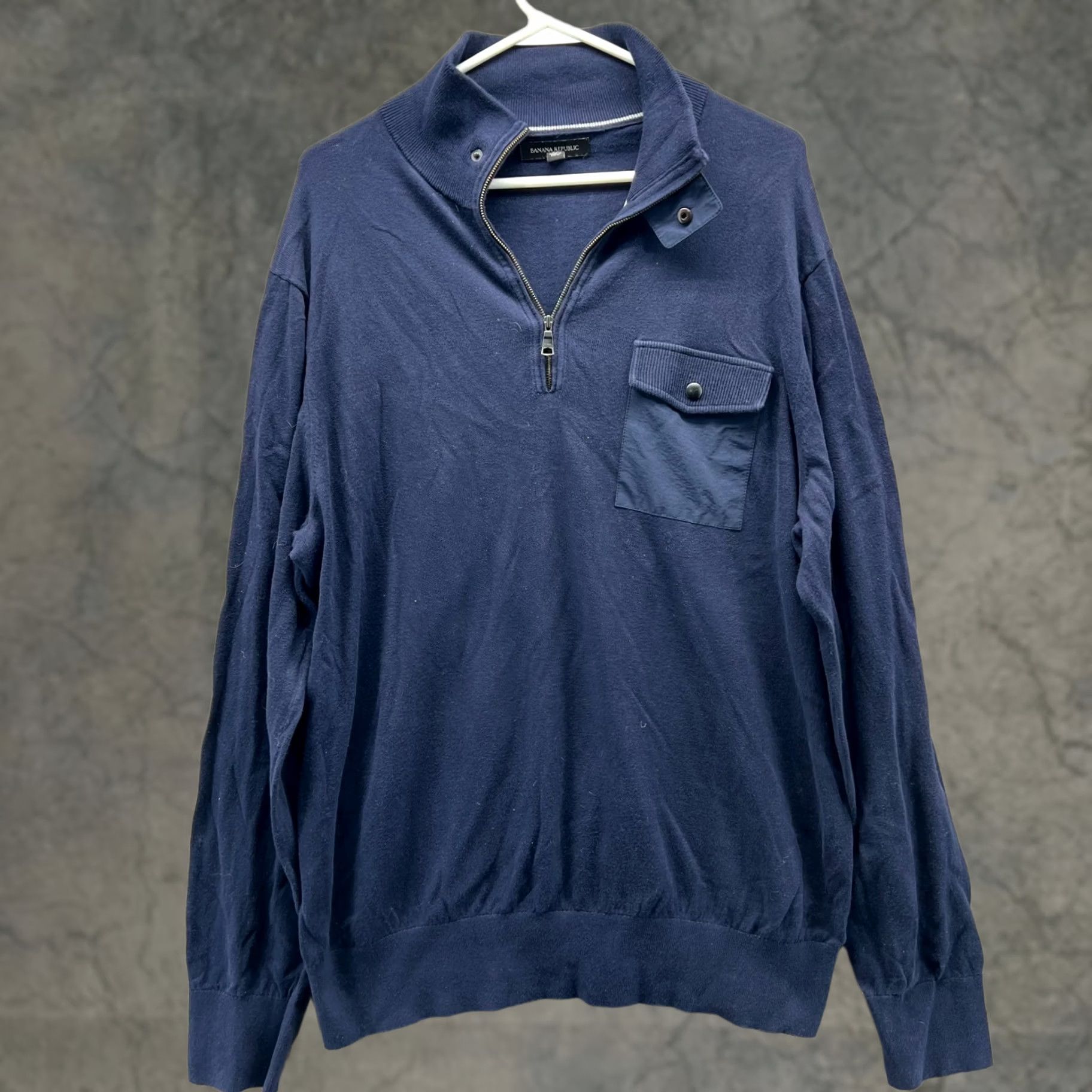 Banana Republic VINTAGE Banana Republic Sweater Mens XL Blue Navy Quarter Zip Fleece Winter XL Size US XL / EU 56 / 4 - 1 Thumbnail