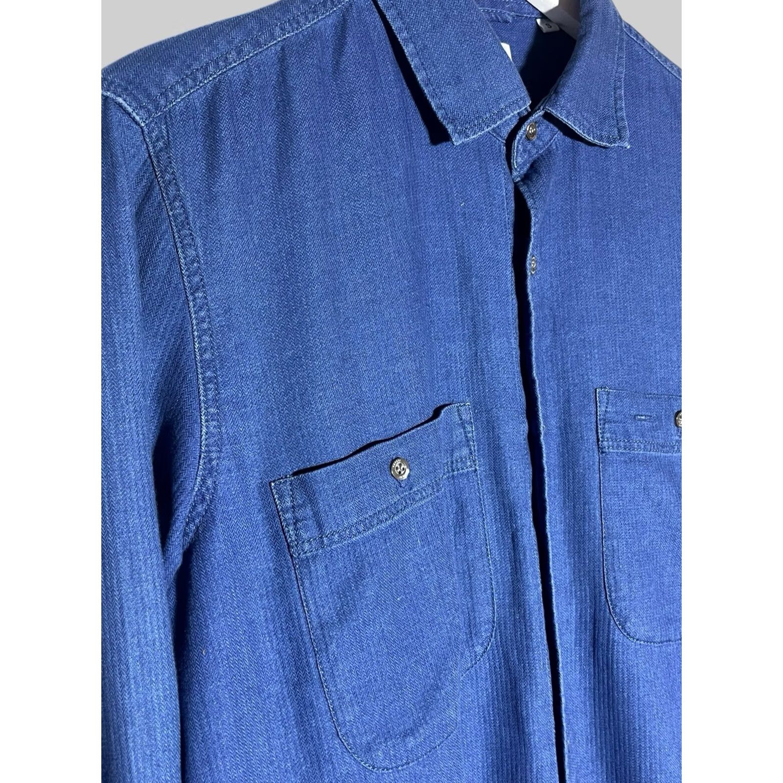 Aspesi Aspesi Shirt Men Long Sleeve Size Small Blue Cotton Button-Up Size US S / EU 44-46 / 1 - 4 Thumbnail