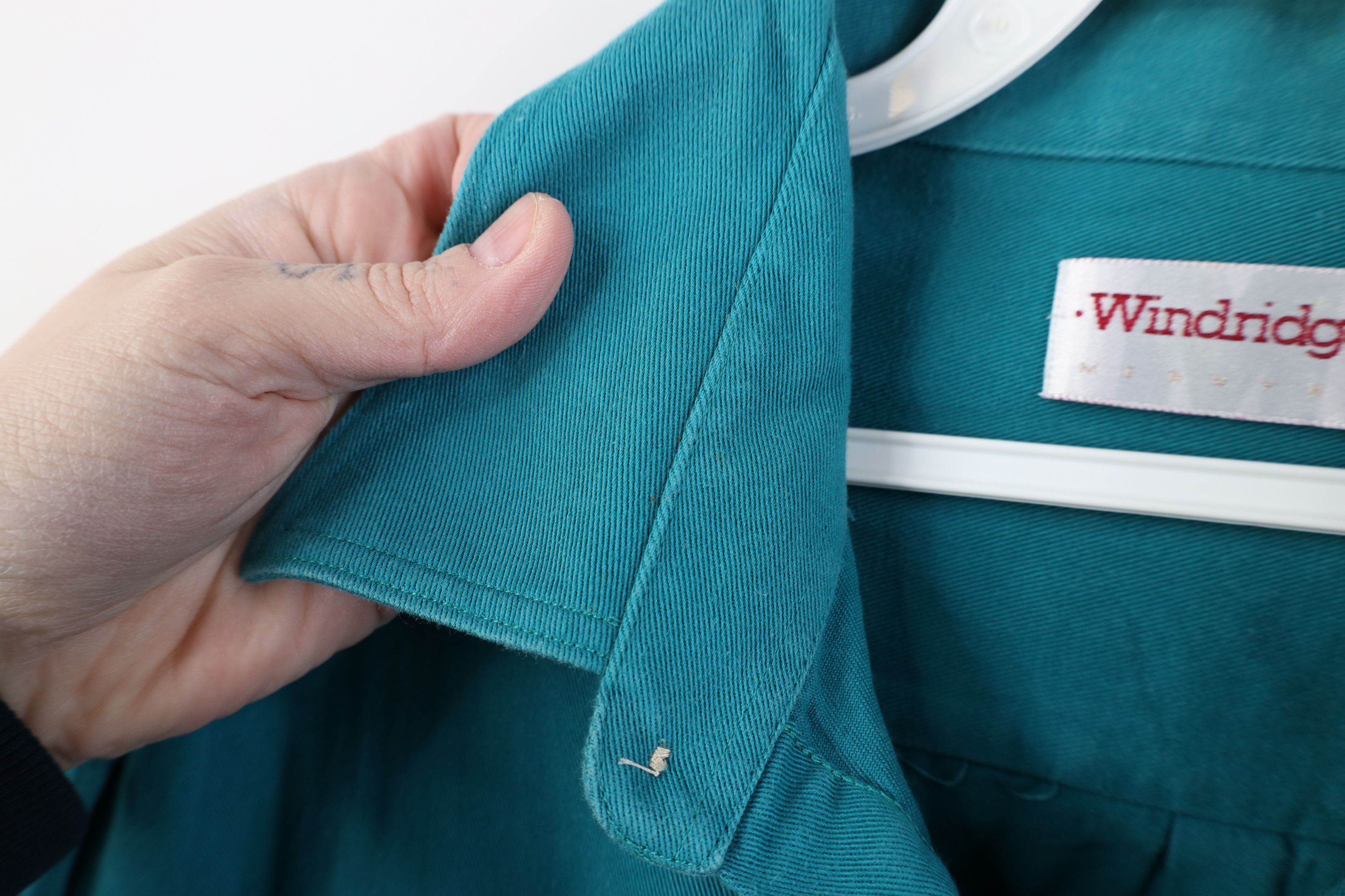 Vintage Vintage 90s Streetwear Twill Collared Button Shirt Teal Size US L / EU 52-54 / 3 - 4 Thumbnail