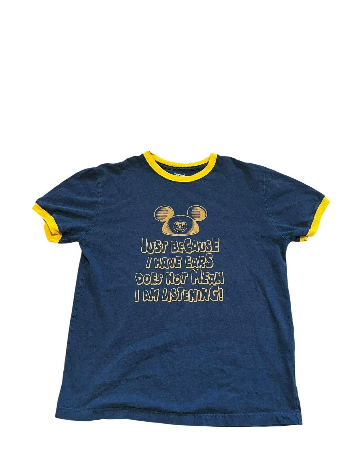 Disney Disneyland Mickey Mouse Vintage Y2K Navy Ringer Men Tee Sz M Size US M / EU 48-50 / 2 - 1 Thumbnail