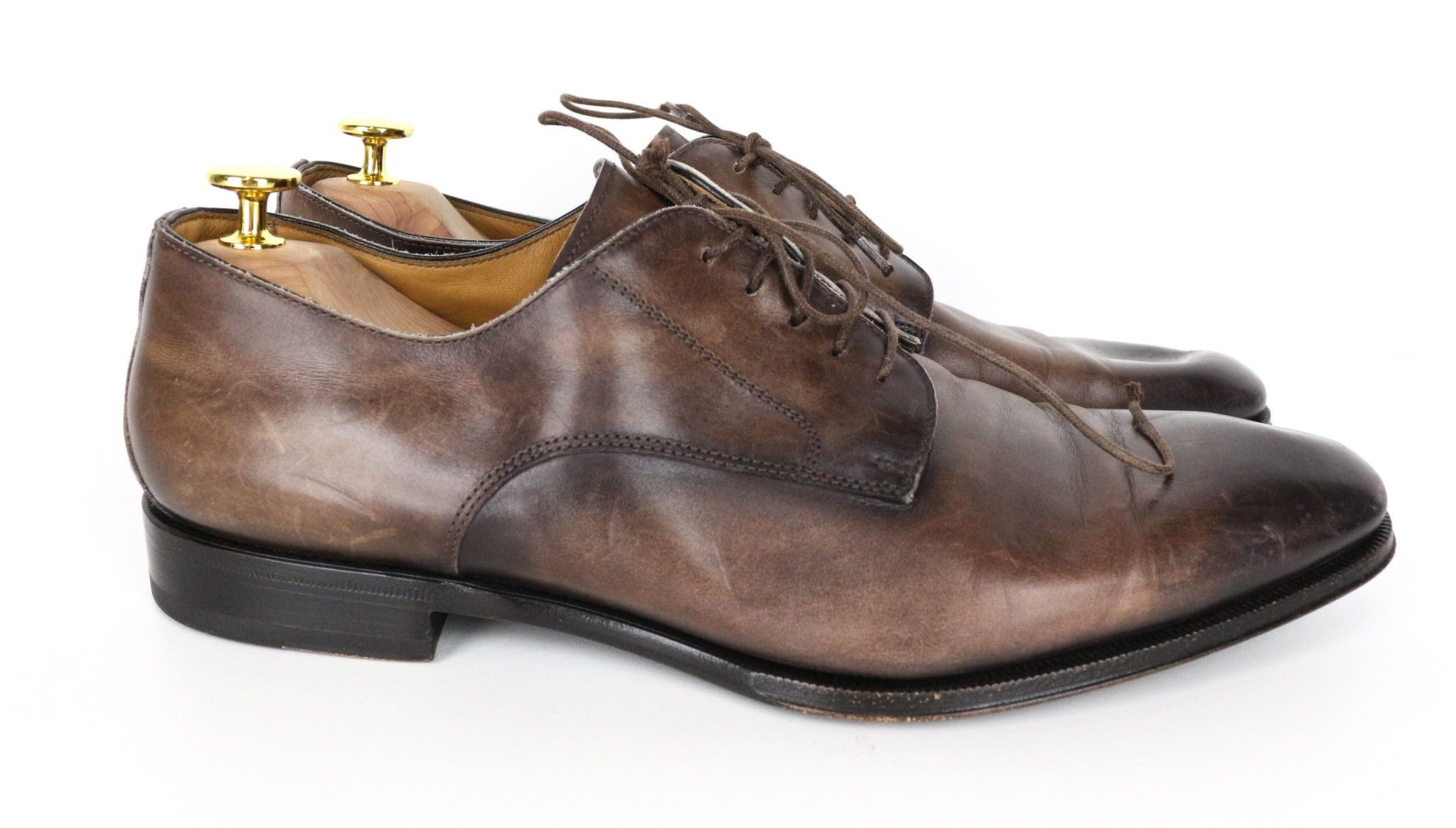 Suitsupply EU43.5 Mid Brown Calf Leather Derby Shoes 73516 Size US 10.5 / EU 43-44 - 2 Thumbnail