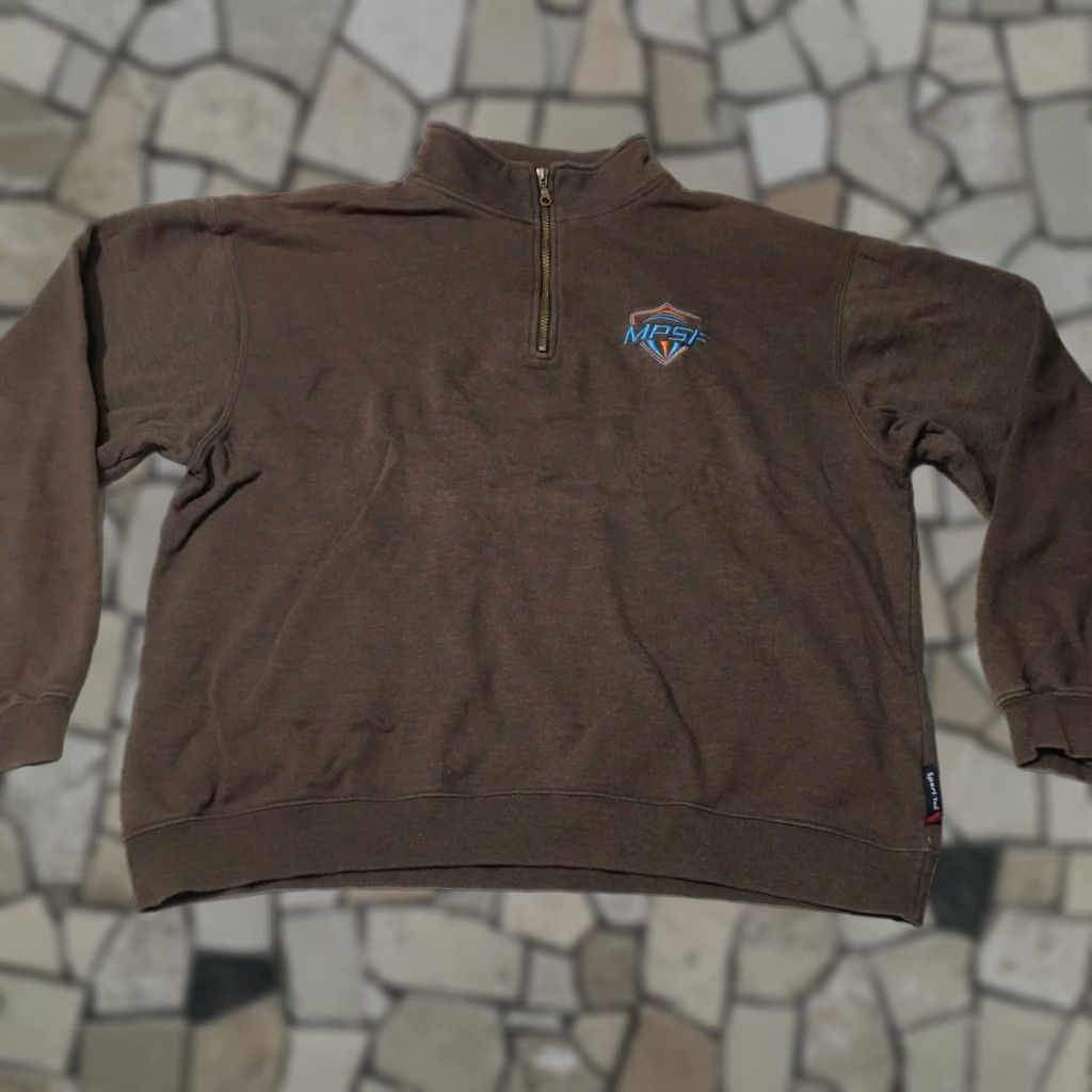 Logo 7 VINTAGE Sport-Tek Sweatshirt Mens Pullover 1/4 Zip Embroidered Logo Brown Brown Size US L / EU 52-54 / 3 - 1 Thumbnail