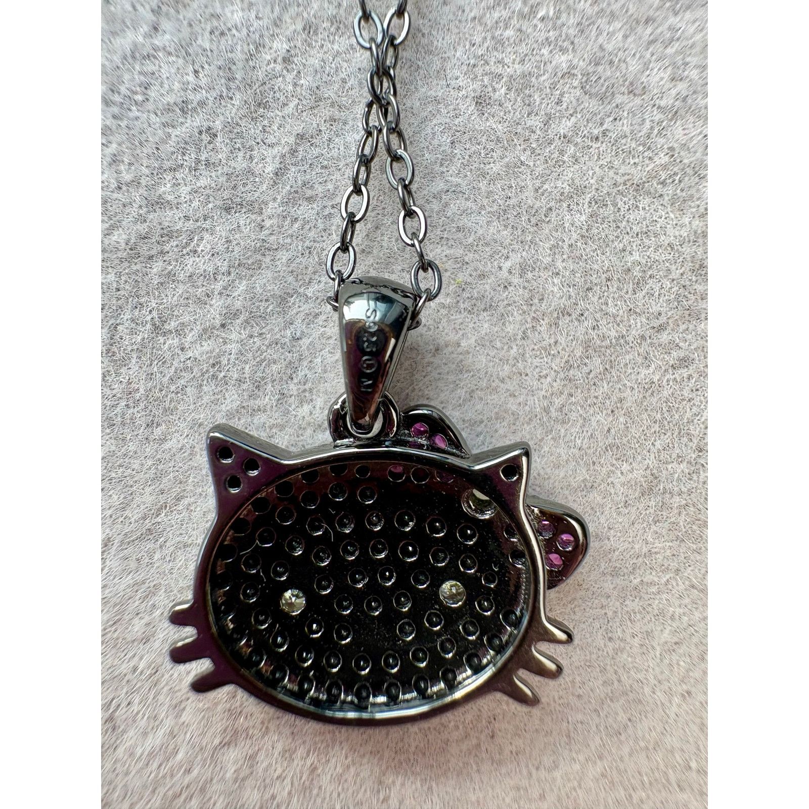 Jewelry Hello Kitty Moissanite Sterling Silver Necklace-Earring Set Size ONE SIZE - 5 Thumbnail