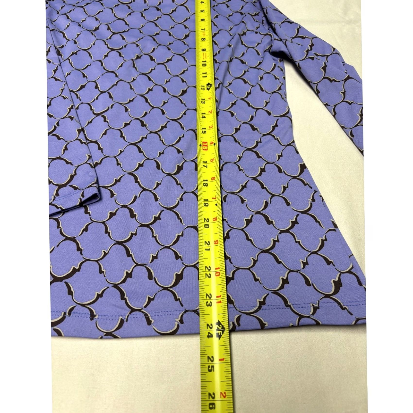 J.McLaughlin J.McLaughlin Womens Mock Neck Top Blue Geometric Trellis Print Long Sleeve M Size M / US 6-8 / IT 42-44 - 5 Thumbnail