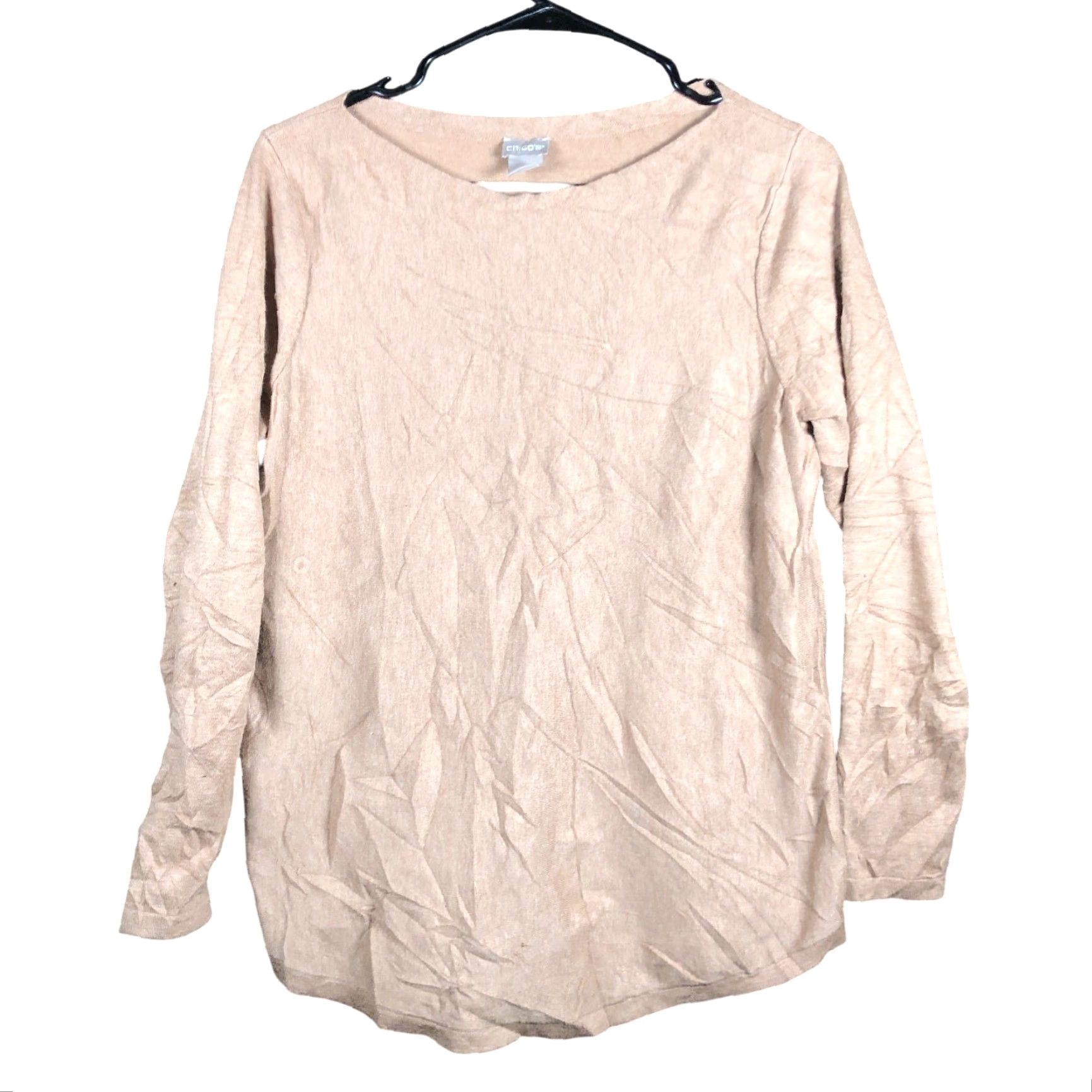 Vintage Chico's Womens Sweater Brown Popover Long Sleeve Rayon Blend Lightweight 1 (M) Size M / US 6-8 / IT 42-44 - 2 Thumbnail
