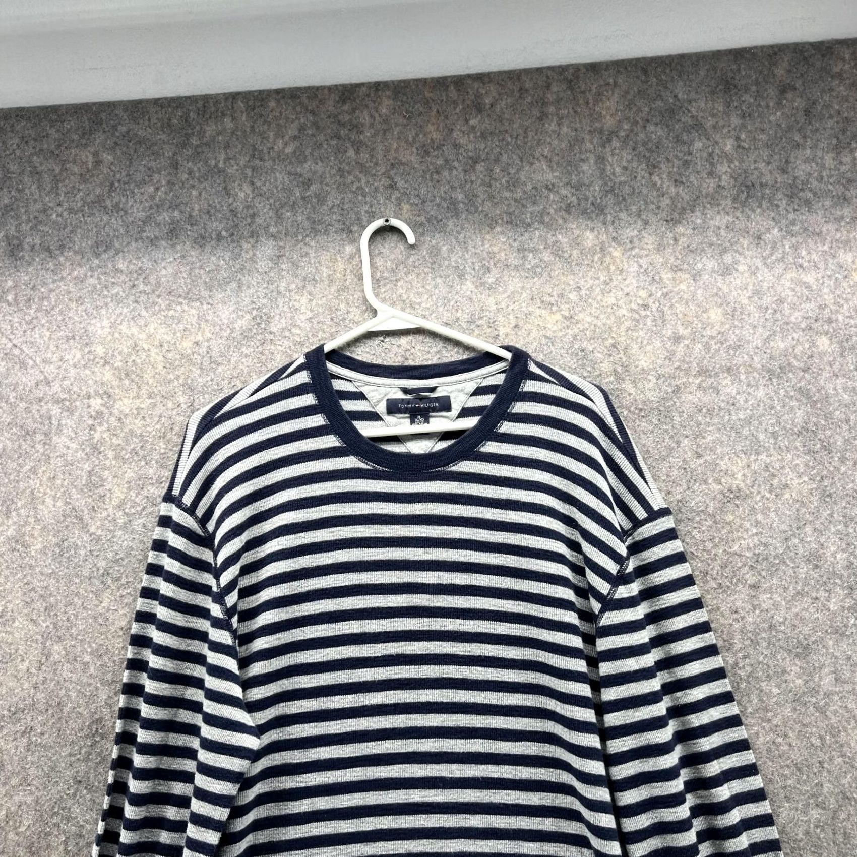 Tommy Hilfiger Tommy Hilfiger Sweater Men XL Blue Gray Striped Pullover Crew Neck Knit Shirt/Men’s Regular Fit Sweatshirt Size US XL / EU 56 / 4 - 2 Thumbnail