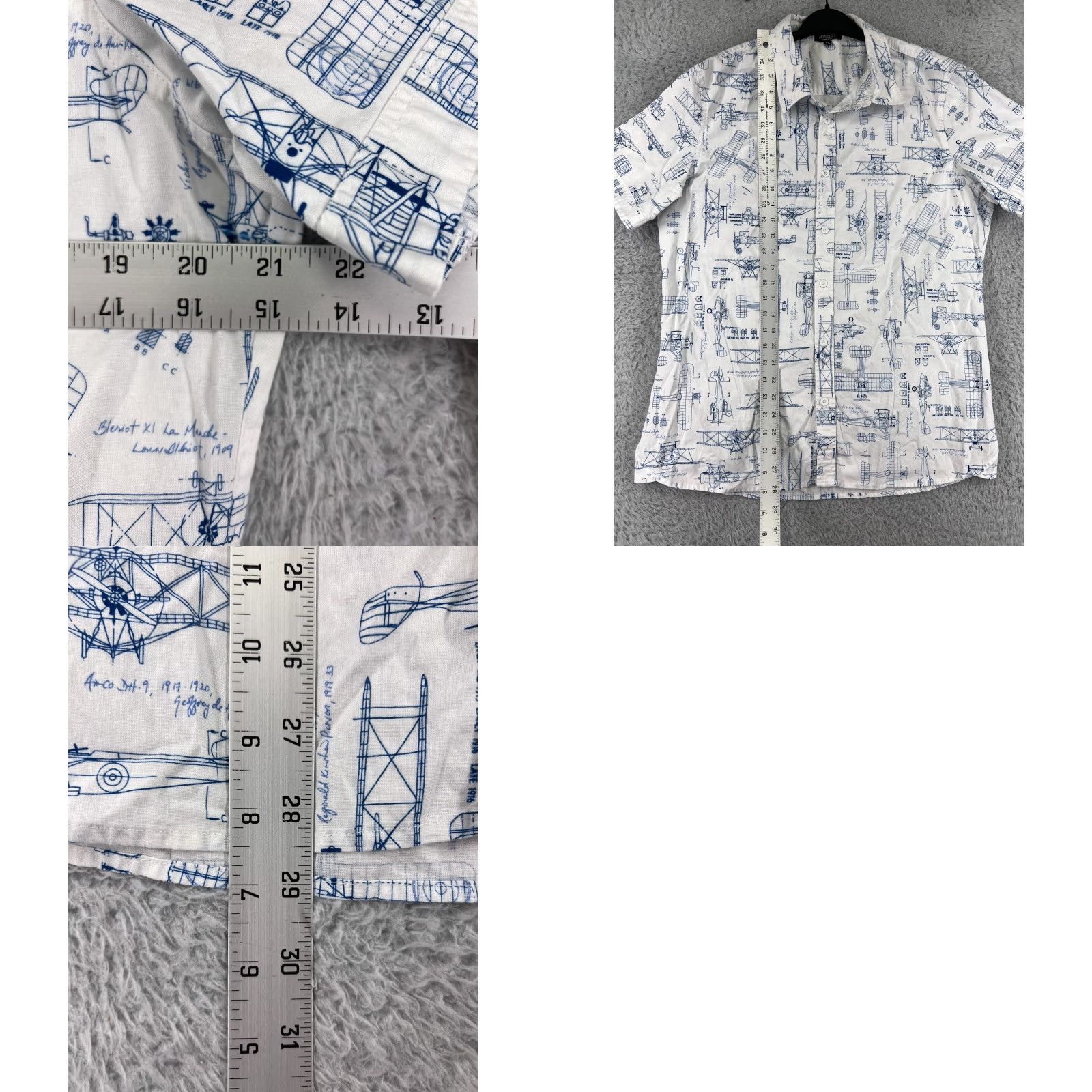 Commission Mission Shirt Mens Large White Blueprint Aircraft Drafting Engineering STEM USA Shirt Size US L / EU 52-54 / 3 - 9 Thumbnail